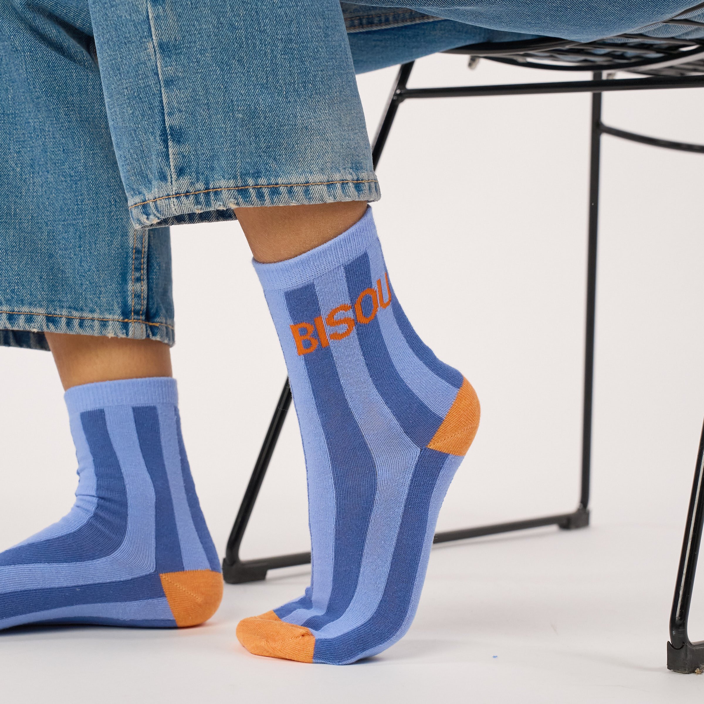 Combed cotton socks with message BILLYBELT Blue