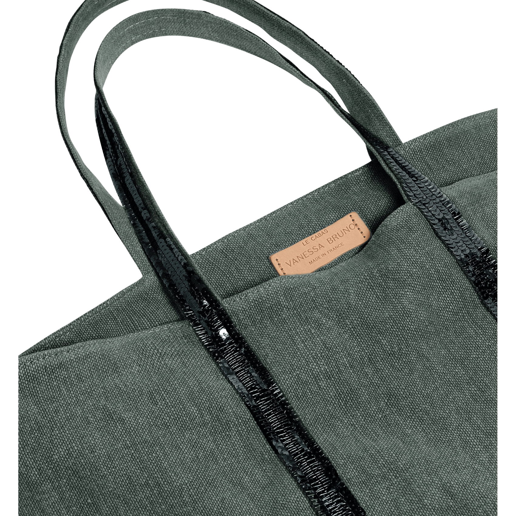 Sequin-embroidered linen tote bag VANESSA BRUNO Green