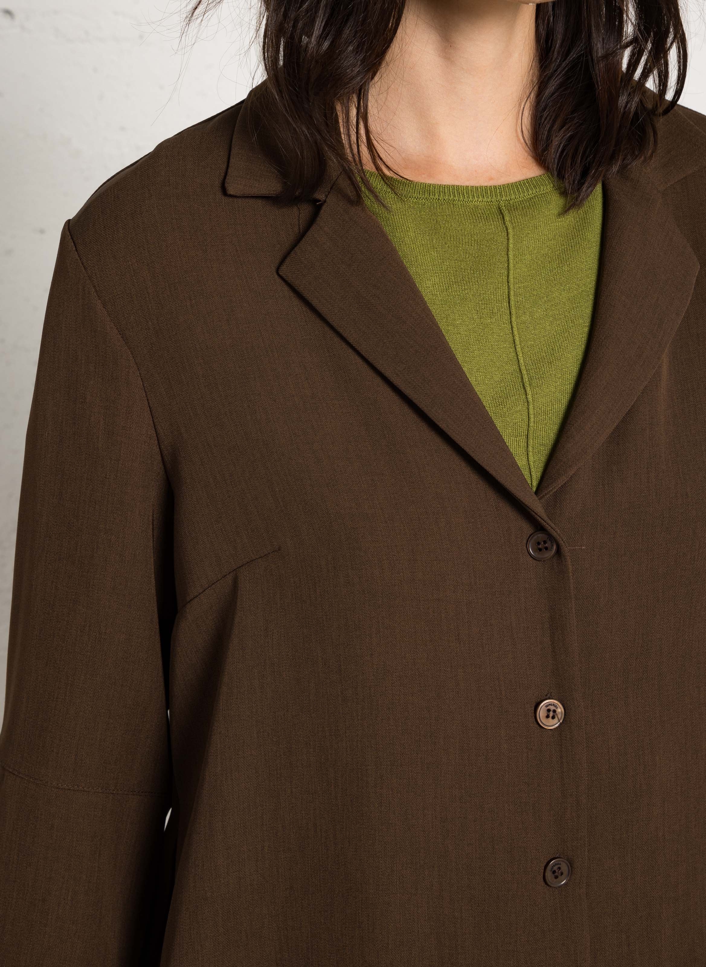 Chemise courte col V  IMPERIAL Marron