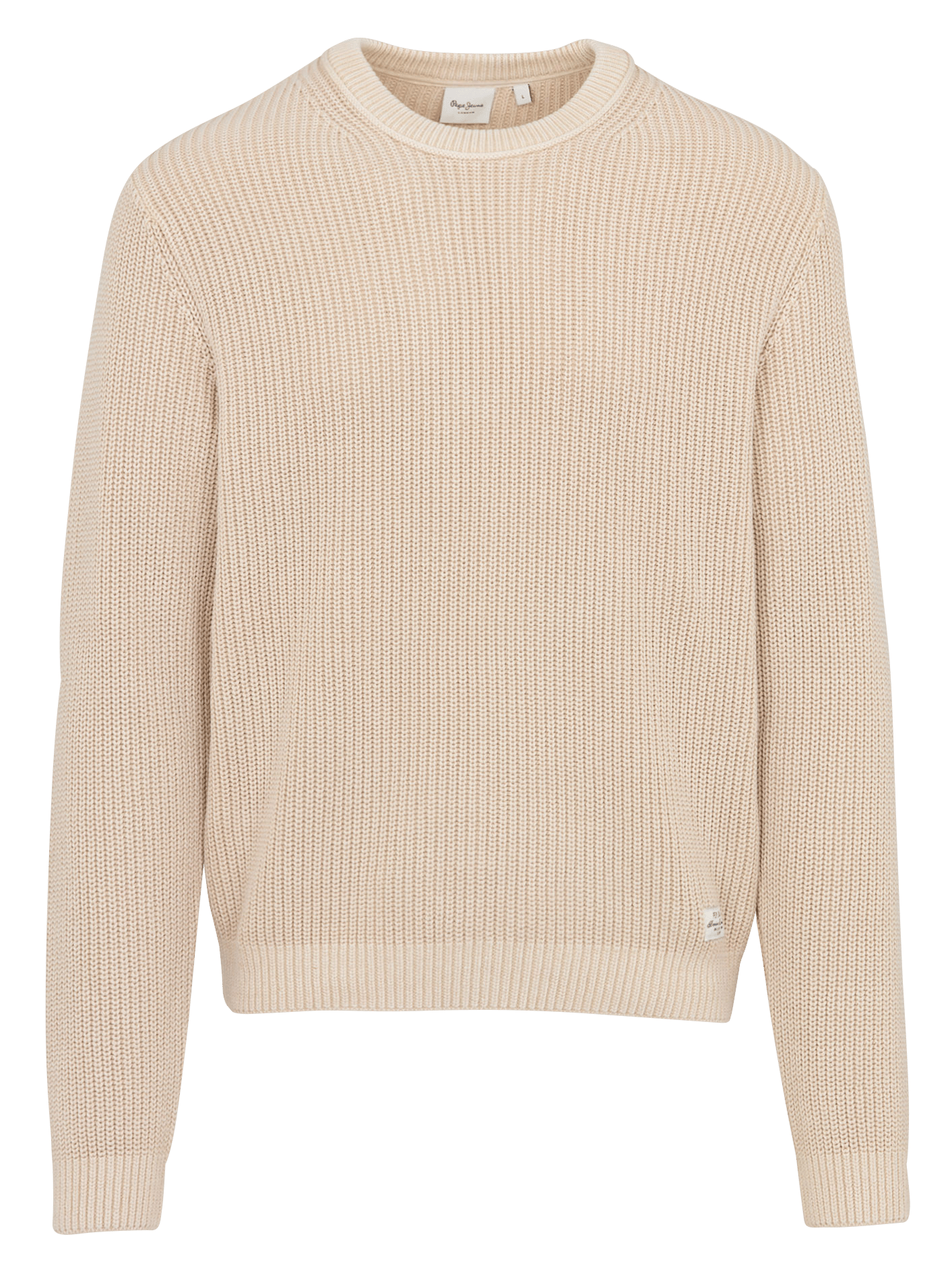 Pull maille col rond en coton PEPE JEANS Beige