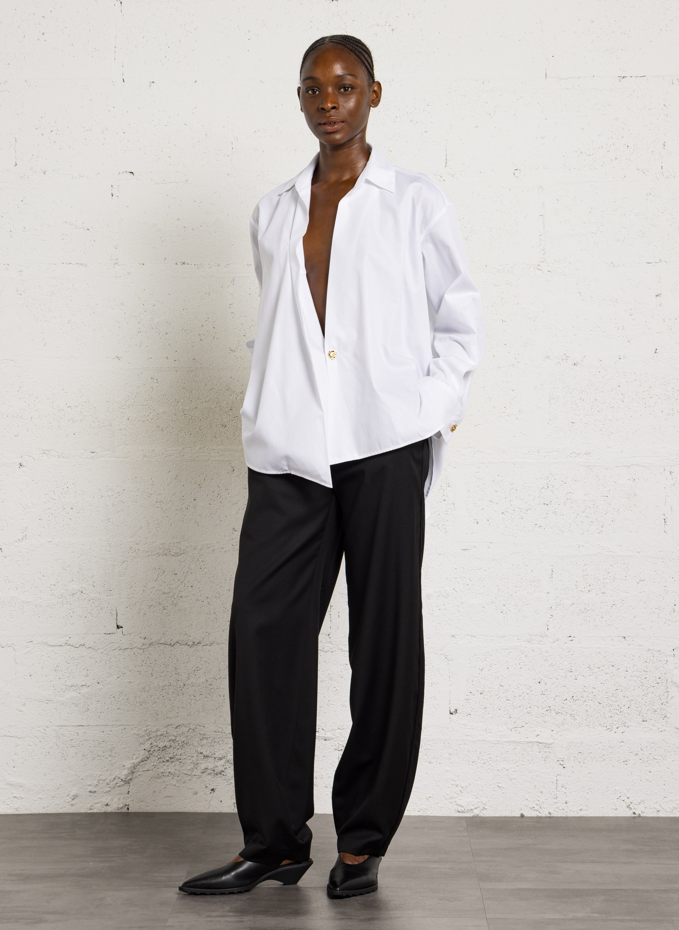 Solid asymmetrical wrap shirt MARGAUX LONNBERG White