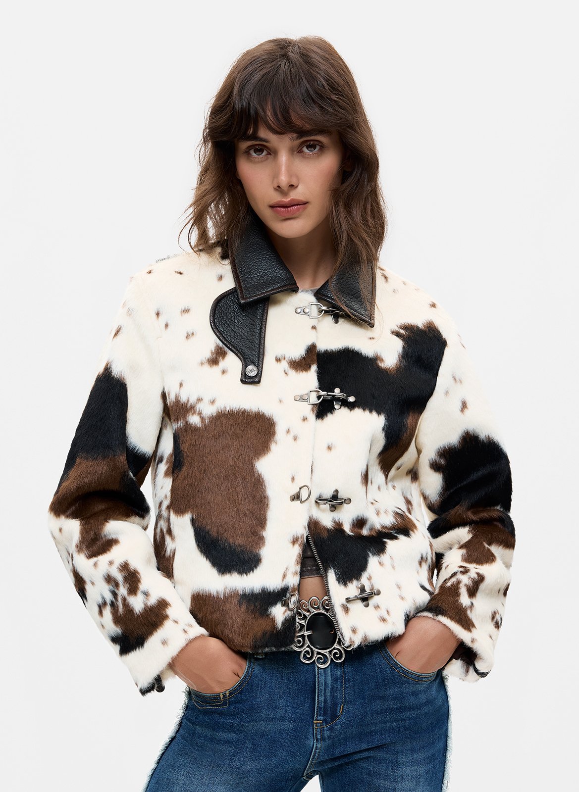 Veste droite en fourrure synthétiqu DESIGUAL Blanc