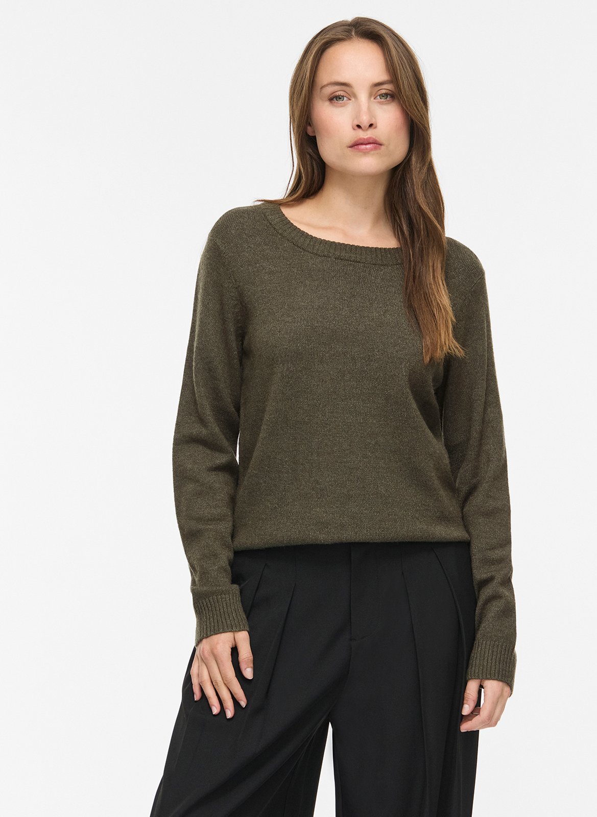 Round-neck sweater VILA Khaki