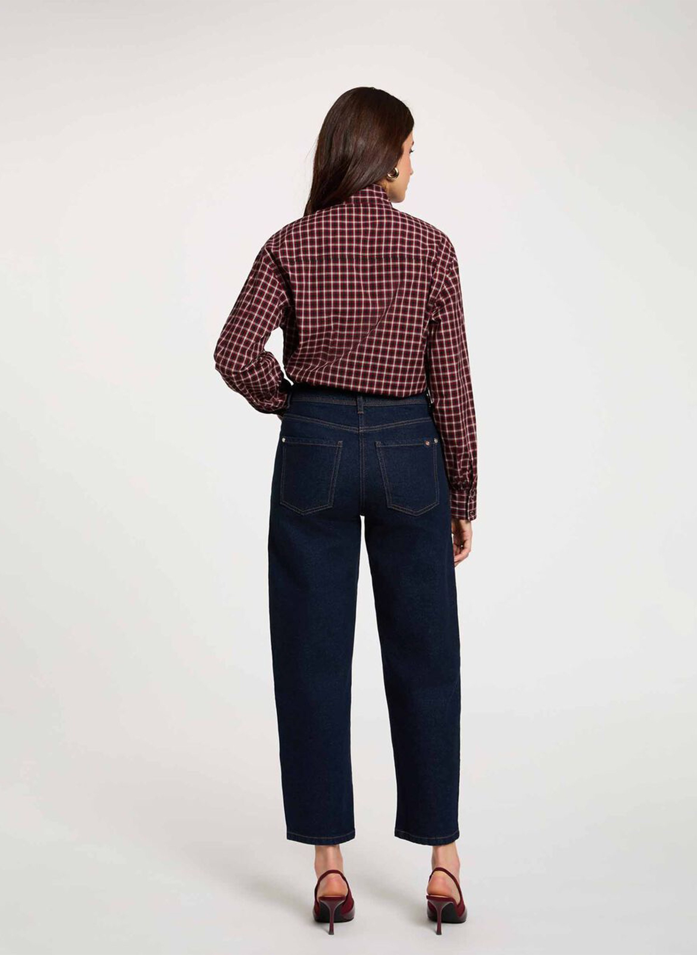 High-waisted straight raw denim jeans MORGAN Blue