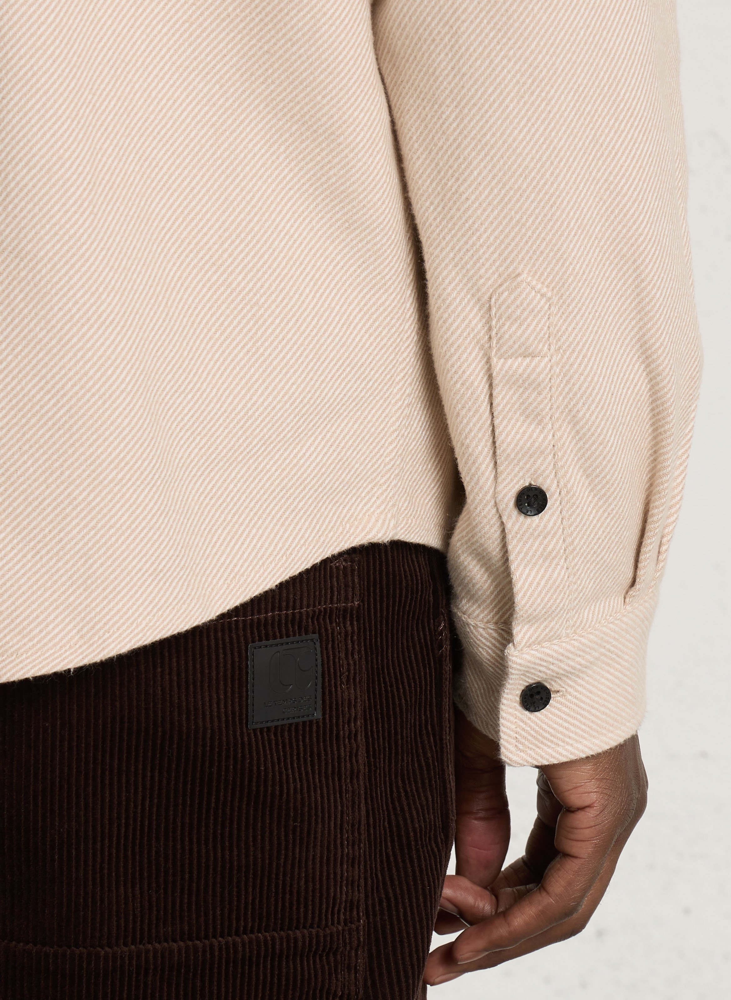 Striped straight-cut cotton shirt LE TEMPS DES CERISES Brown