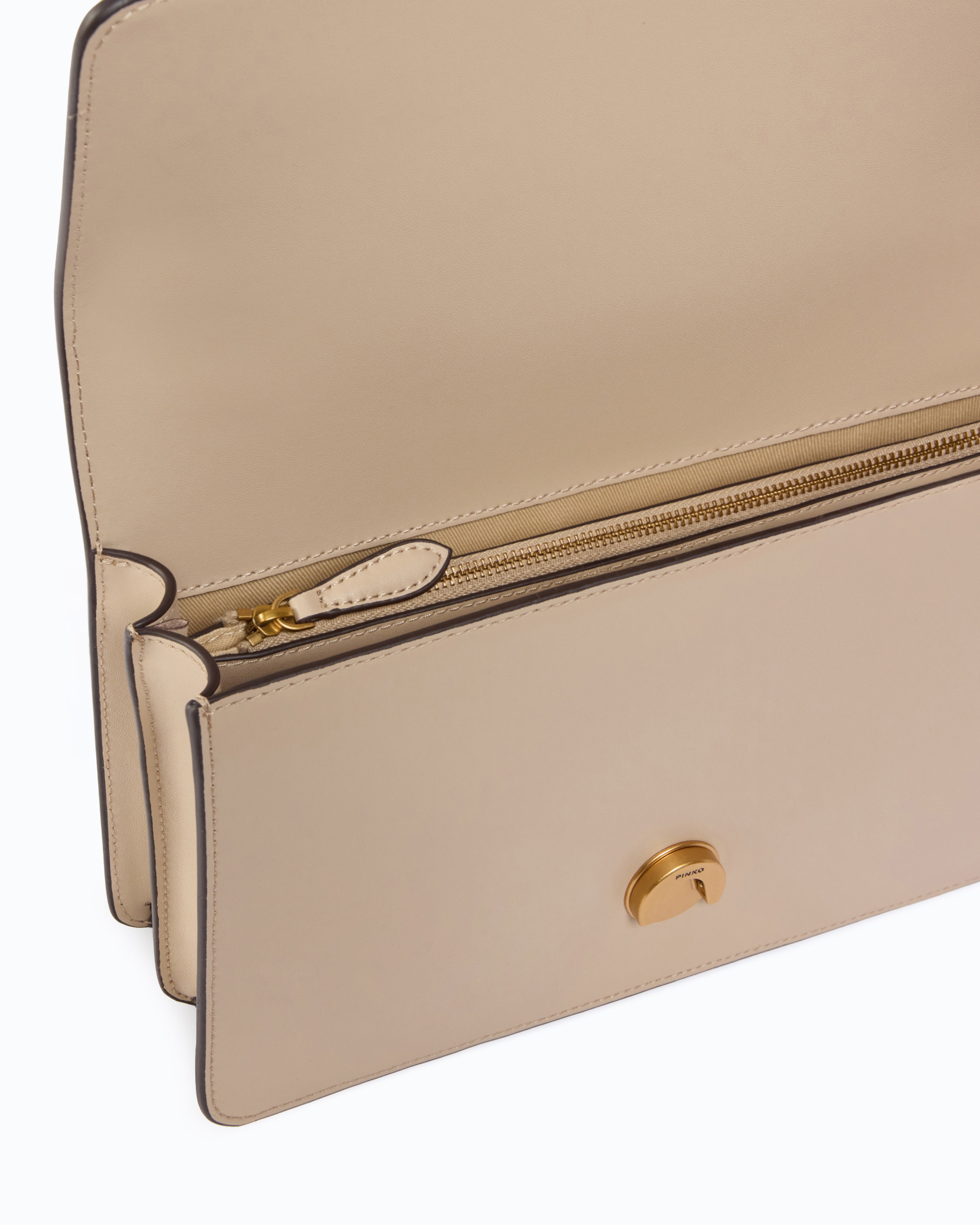 Sac à main moyen love bag one en cuir avec new buckle PINKO Beige