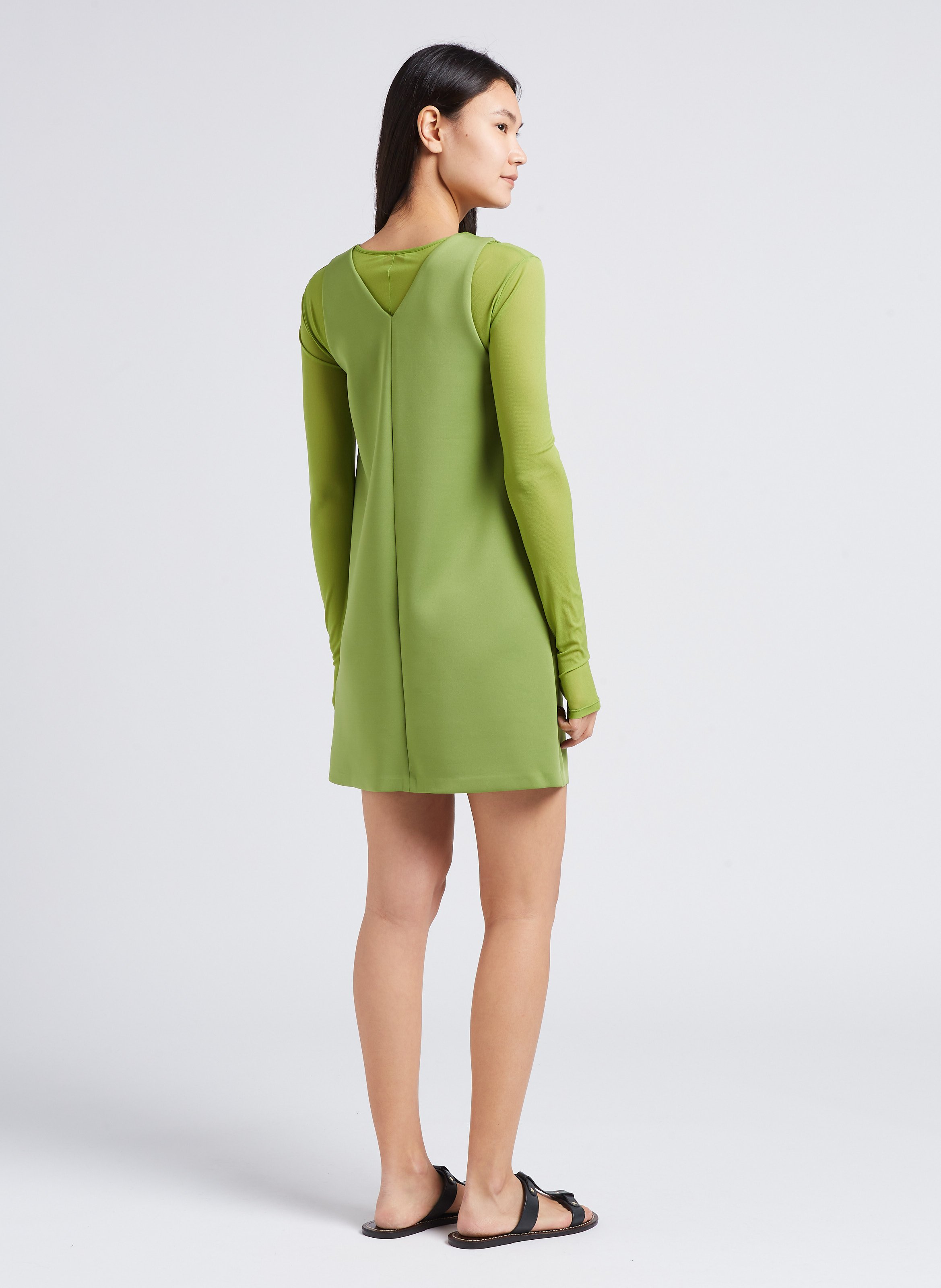 Short T-shirt-style lined V-neck dress MAX MARA LEISURE Green