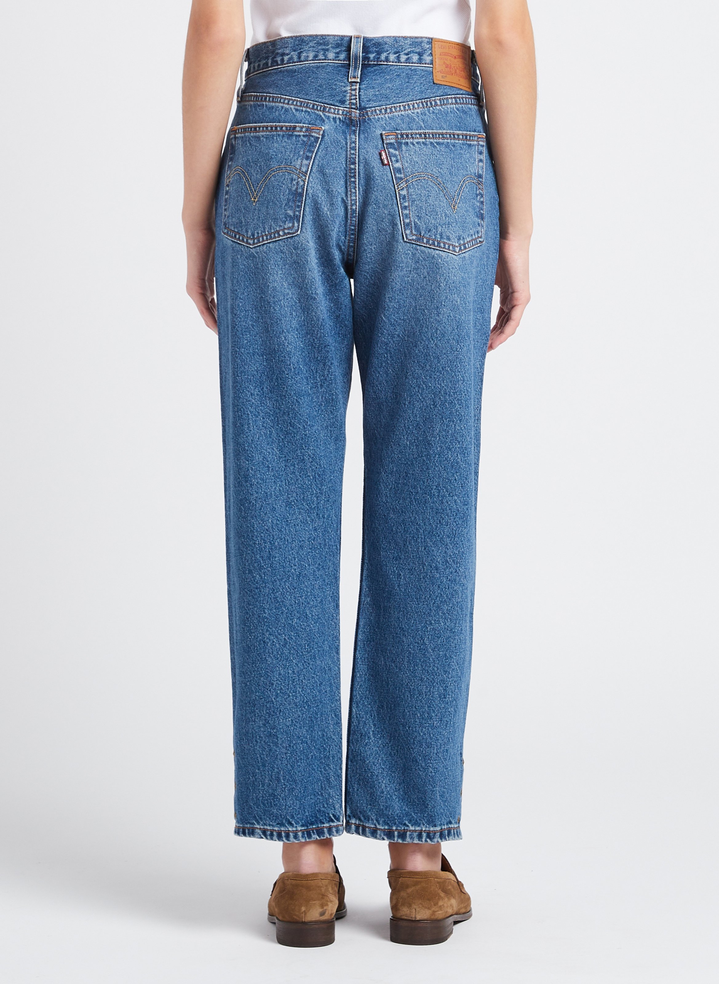 Jean droit cropped en coton LEVI'S Bleu