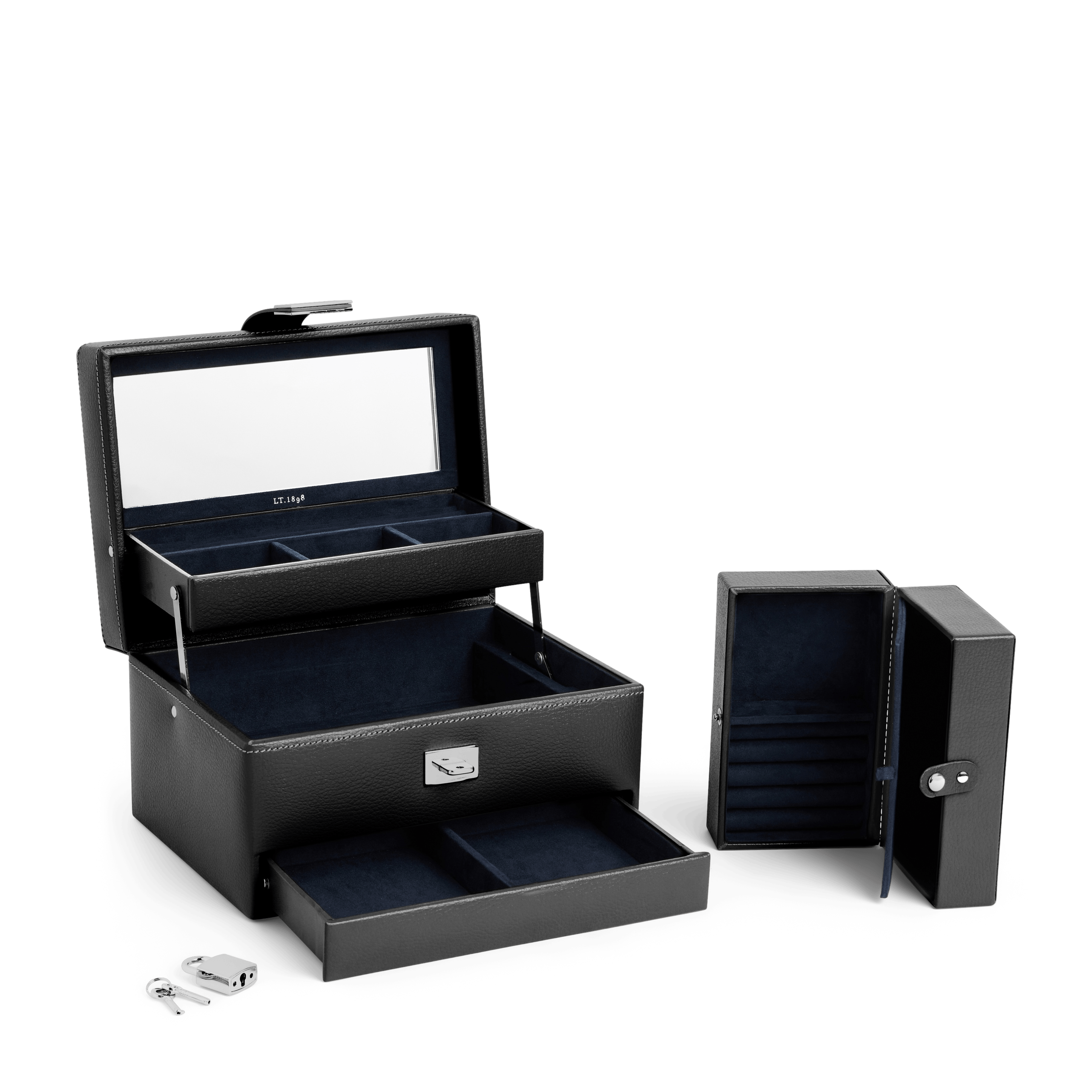 Mittelgroße Schmuckschatulle aus Leder LE TANNEUR Schwarz