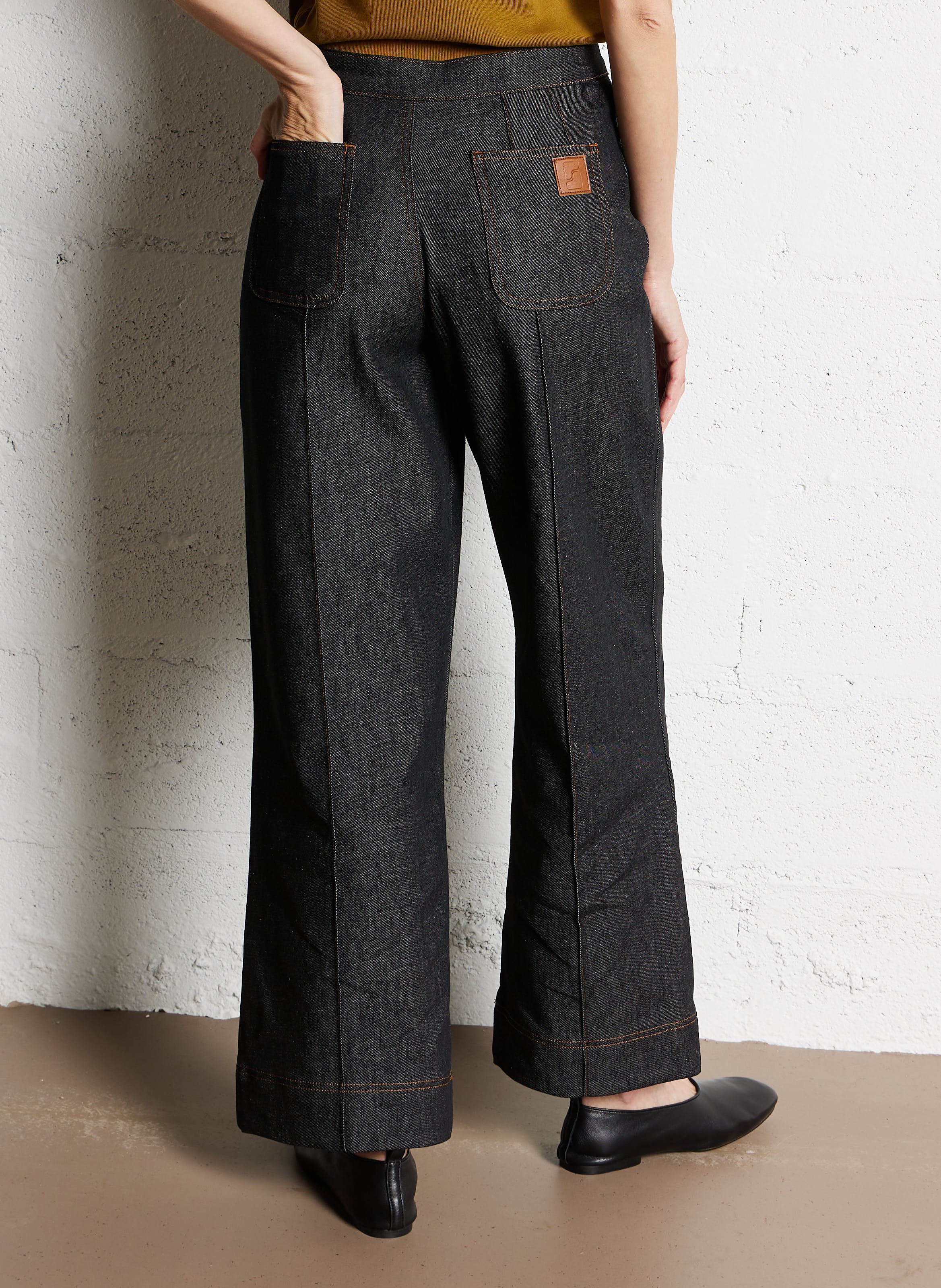 Jean denim brut en coton bio mélangé SOEUR Noir