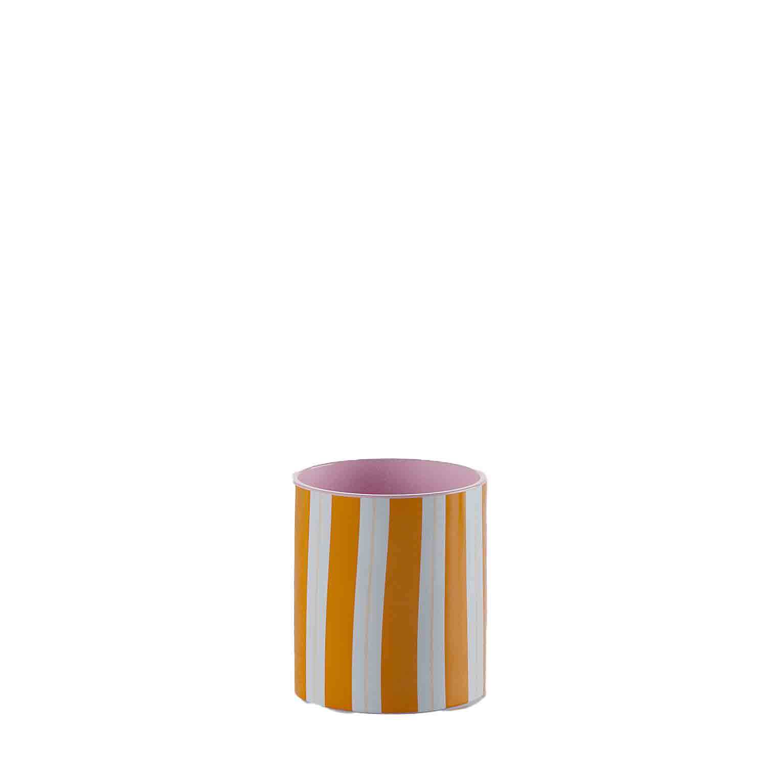 Small cylindrical striped vase POTIRON PARIS Orange