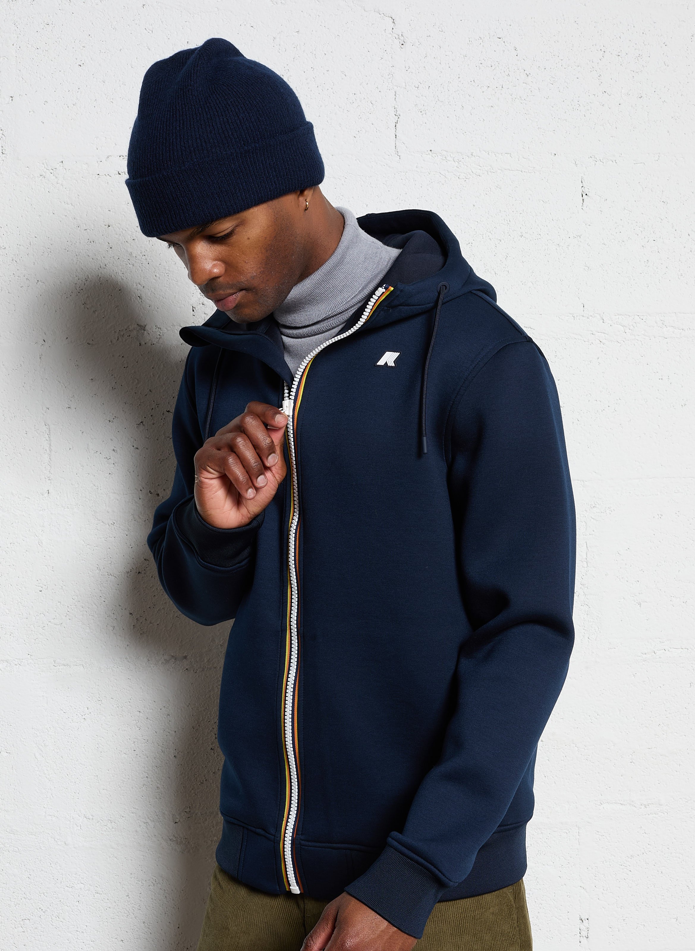 Sweat ample zippé à capuche | Bleu K-WAY Homme
