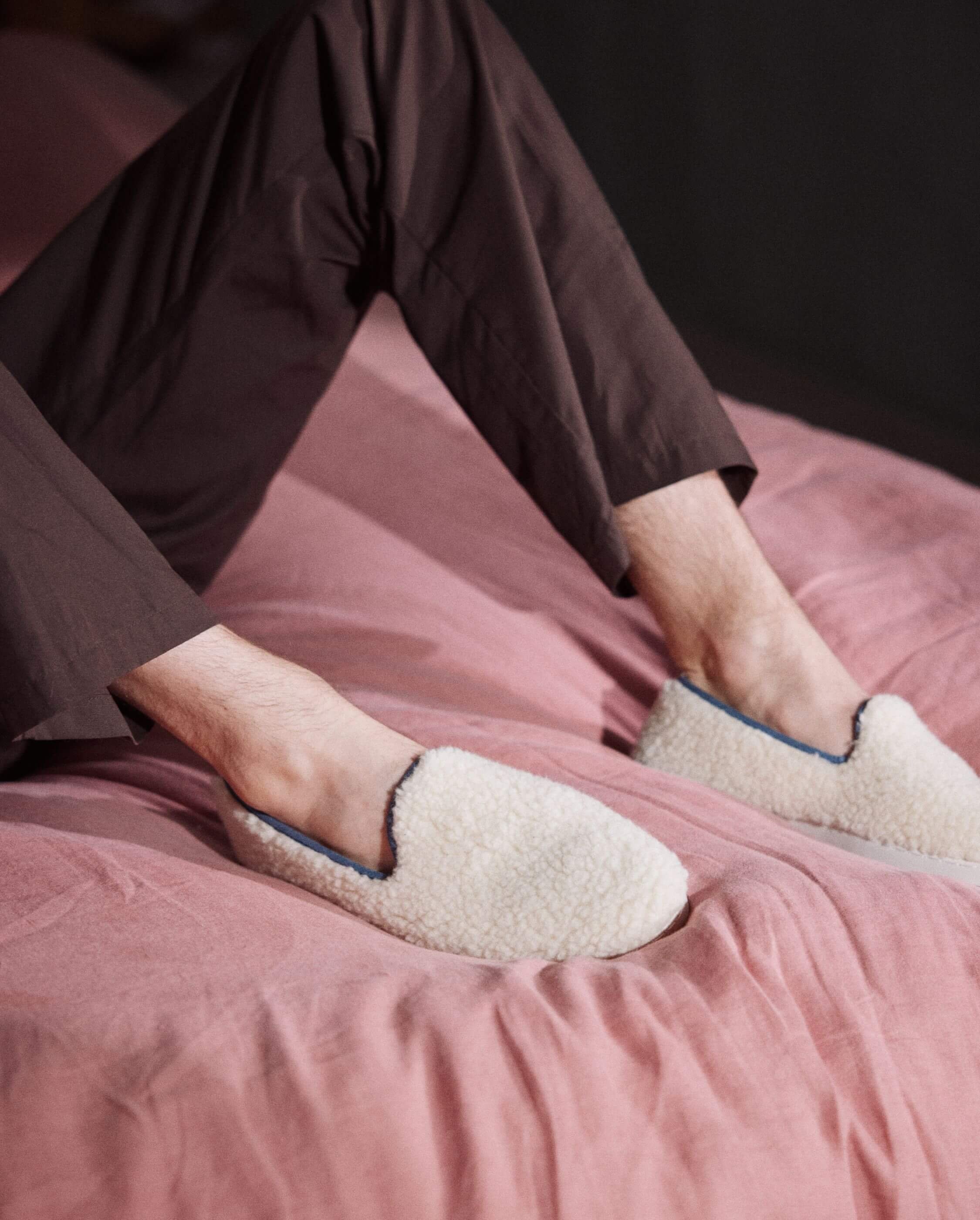 Men's wool bouclé slipper, white denim ANGARDE White