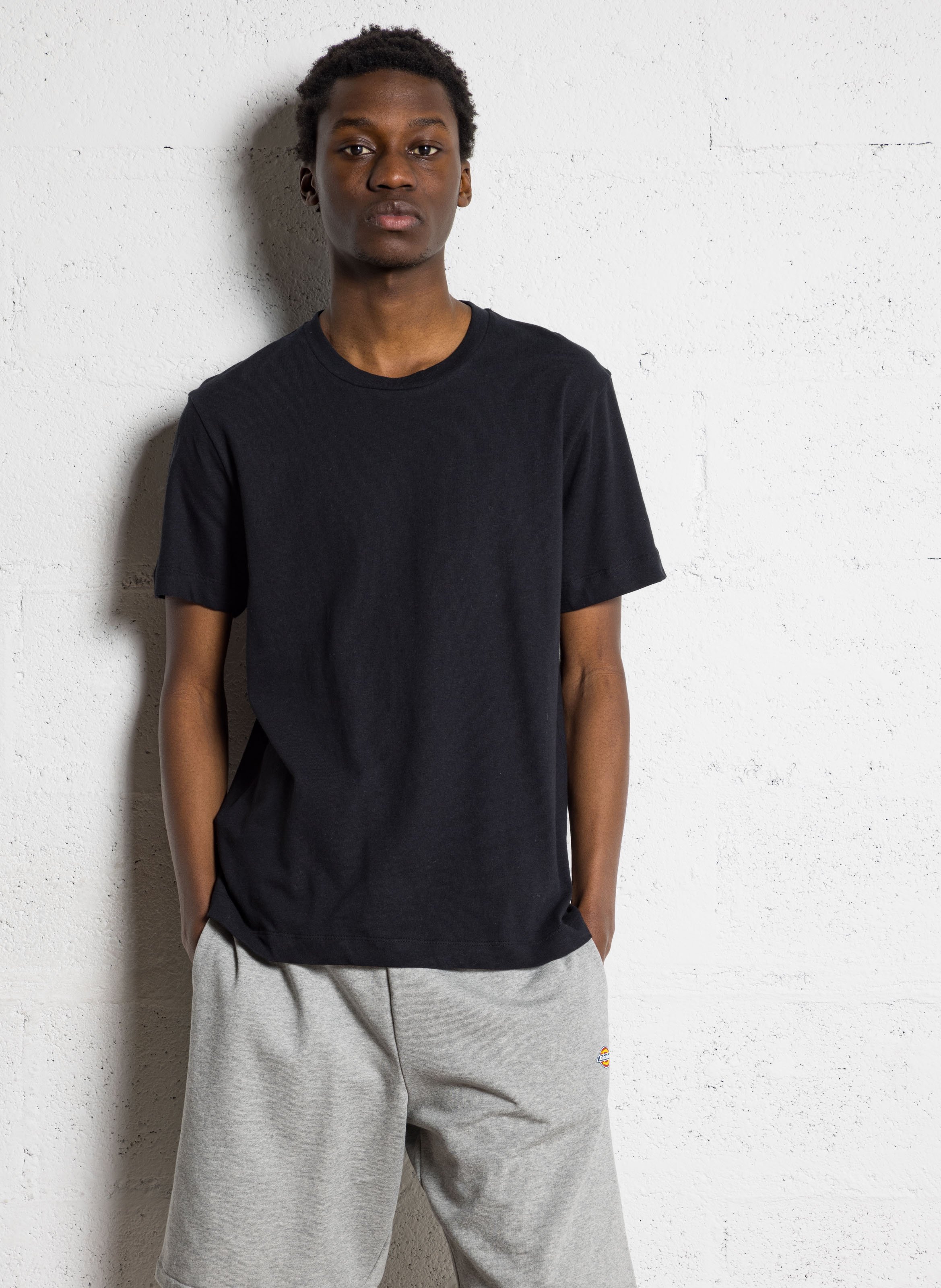 Basic cotton-mix T-shirt AU PRINTEMPS PARIS Black
