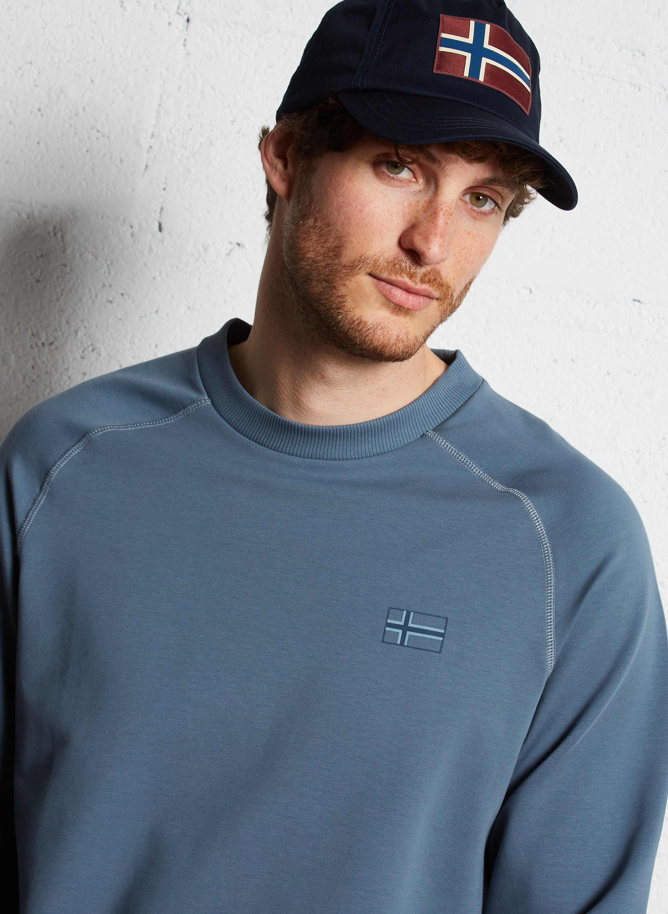 Sweat droit col rond en coton NAPAPIJRI Vert