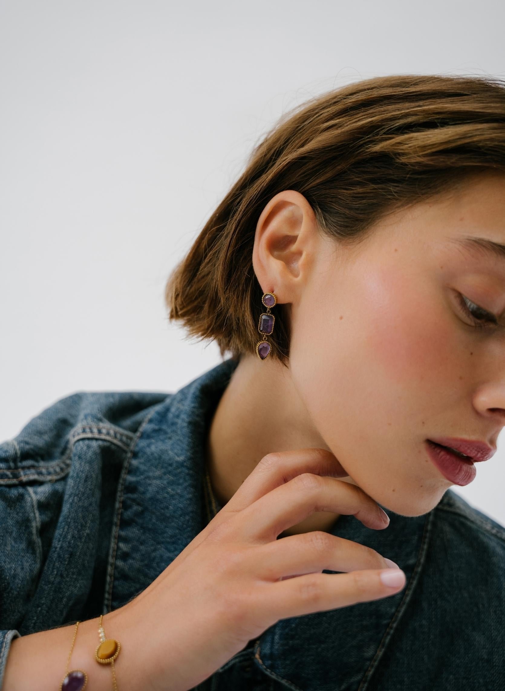 PERSEPHONE - Stainless steel earrings for pierced ears AEC Paris Purple