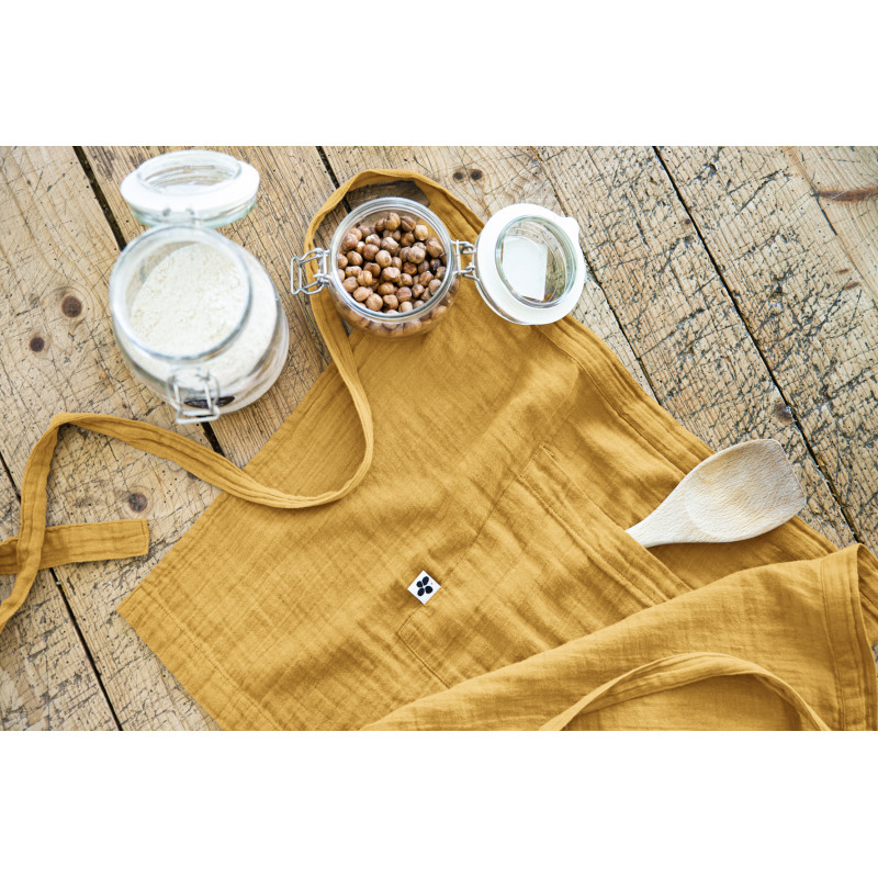 Chef apron in cotton gauze L'EFFET PAPILLON Yellow