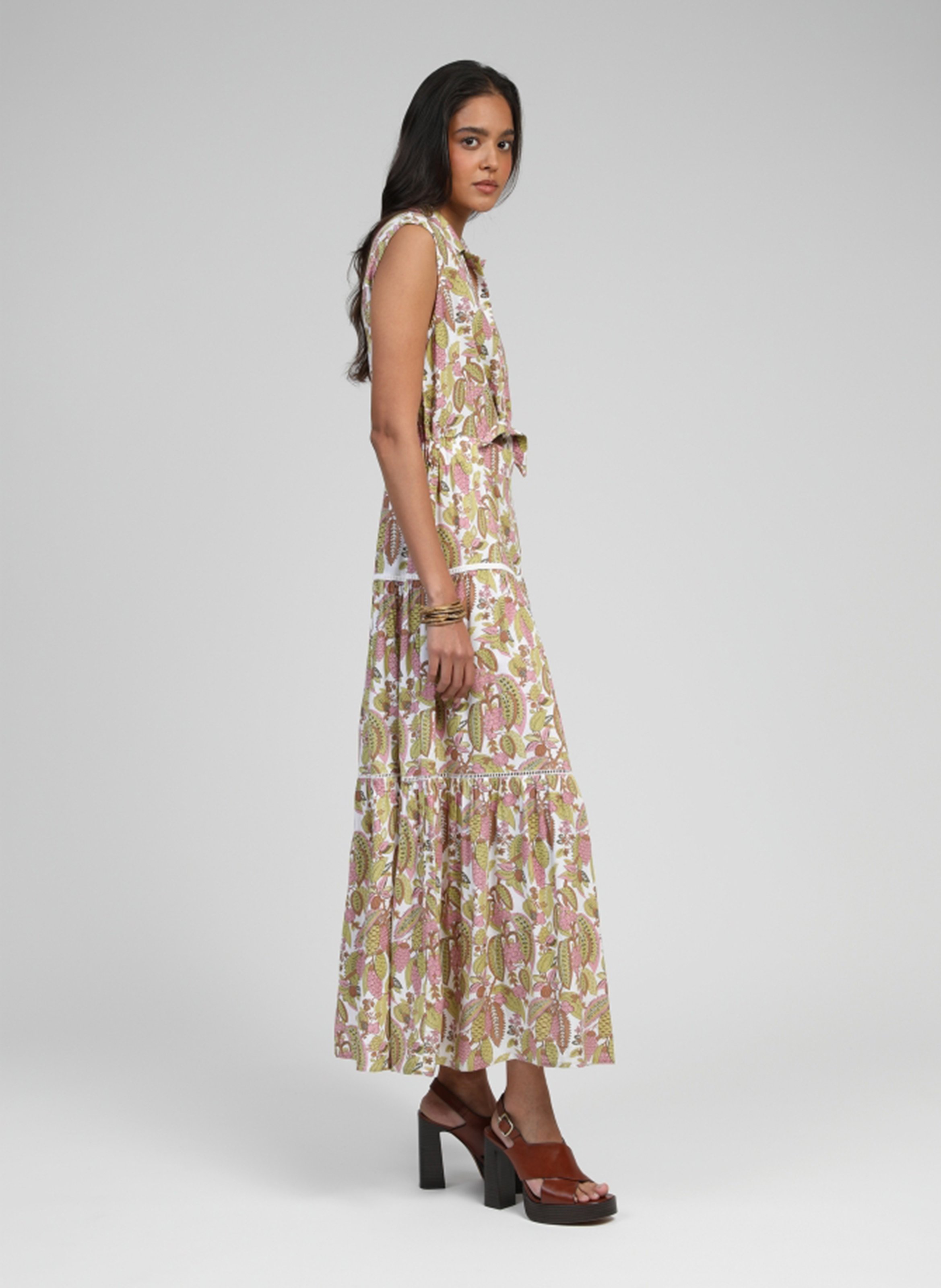 Dana long printed dress AN'GE Khaki