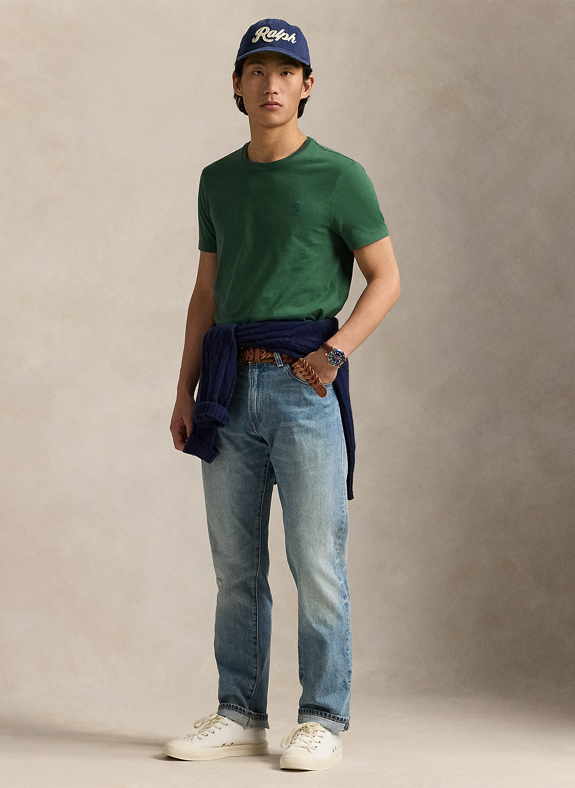 Tee-shirt col rond slim-fit en coton POLO RALPH LAUREN Vert