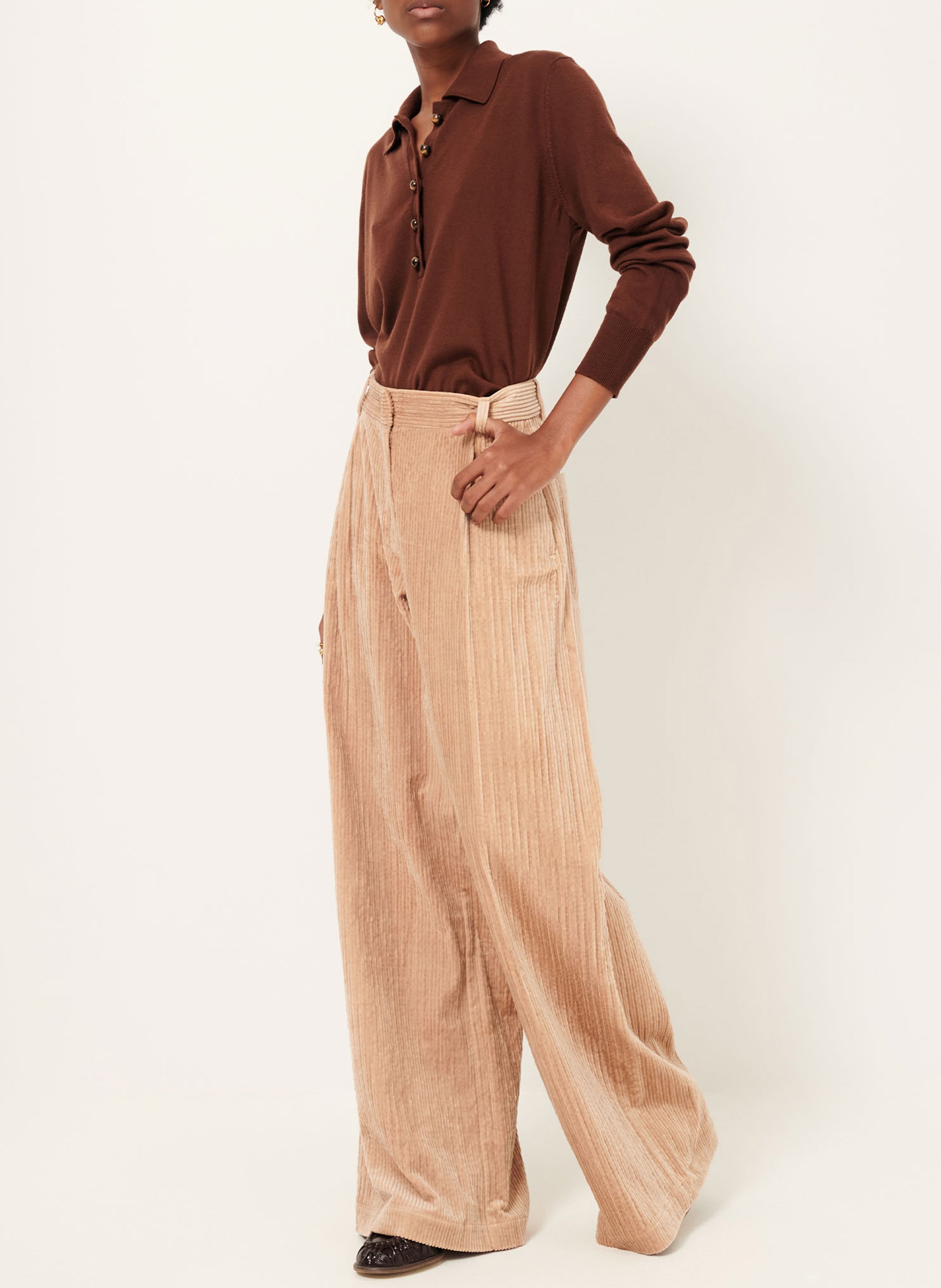 Pantalon large en velours côtelé SESSUN Rose