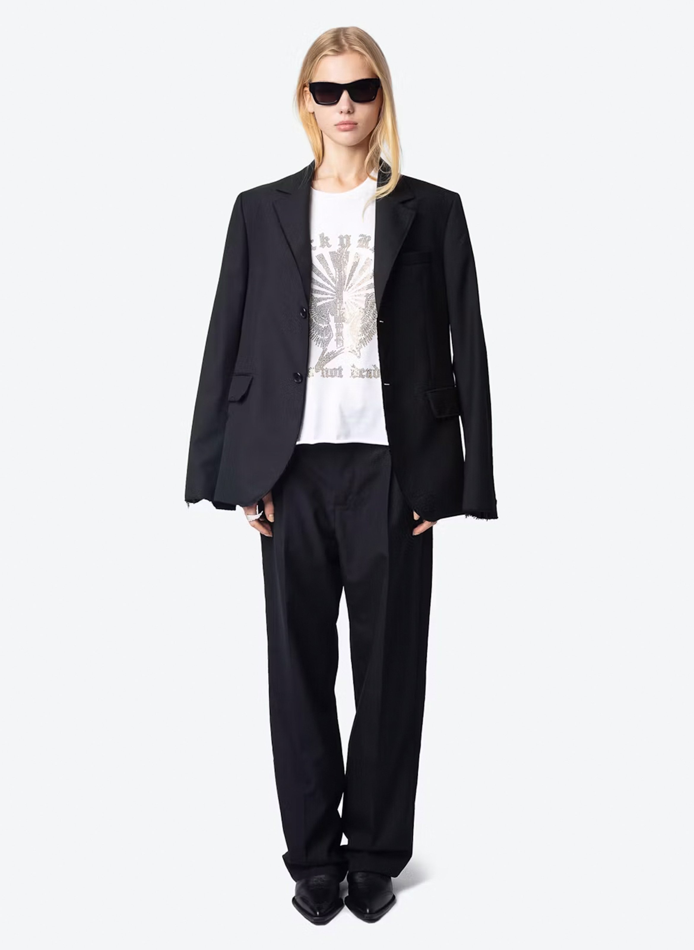 Tee-shirt sans manches avec strass devant ZADIG&VOLTAIRE Blanc