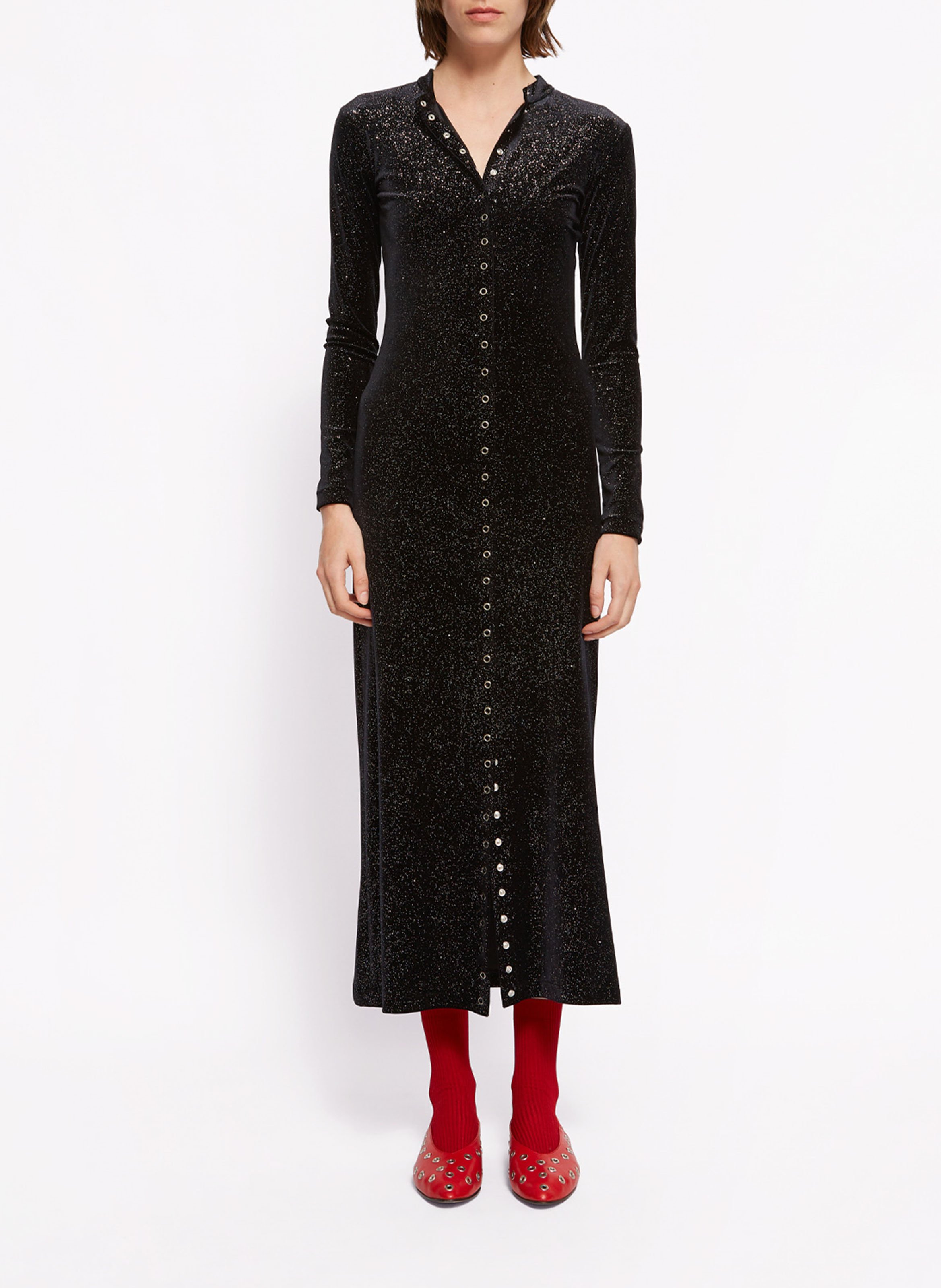 Robe longue col rond pailletée ROSEANNA Noir