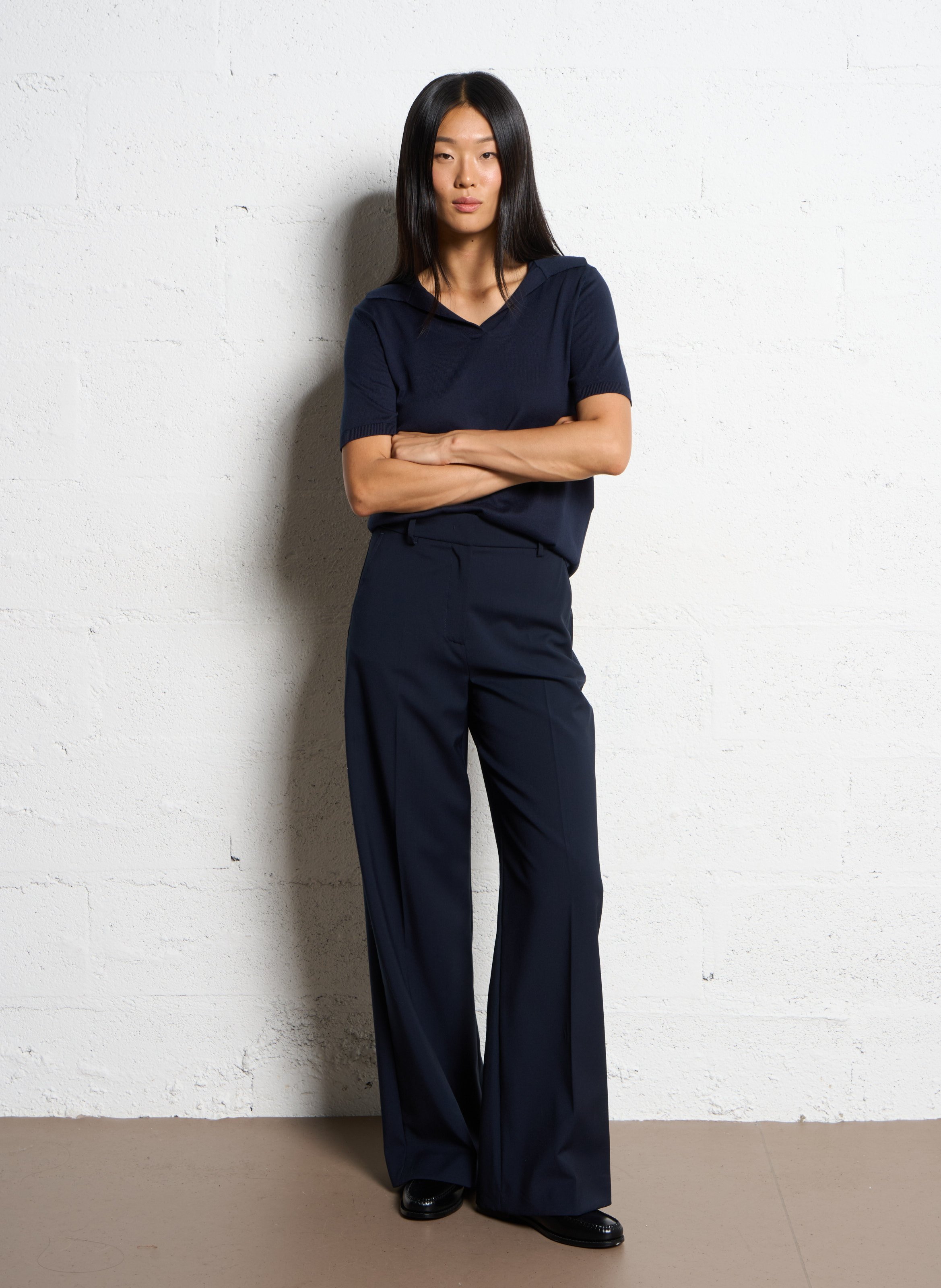 Pantalon large en laine MAX MARA WEEK END Bleu