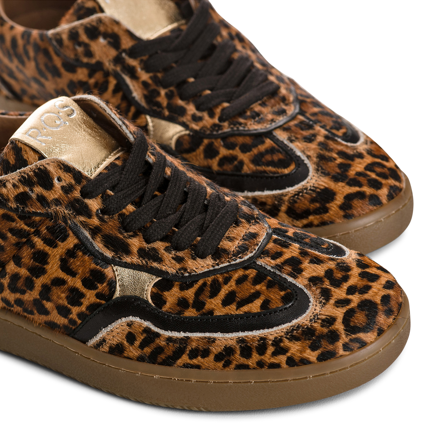 Lage sneakers van bedrukt pony leder REQINS Bruin