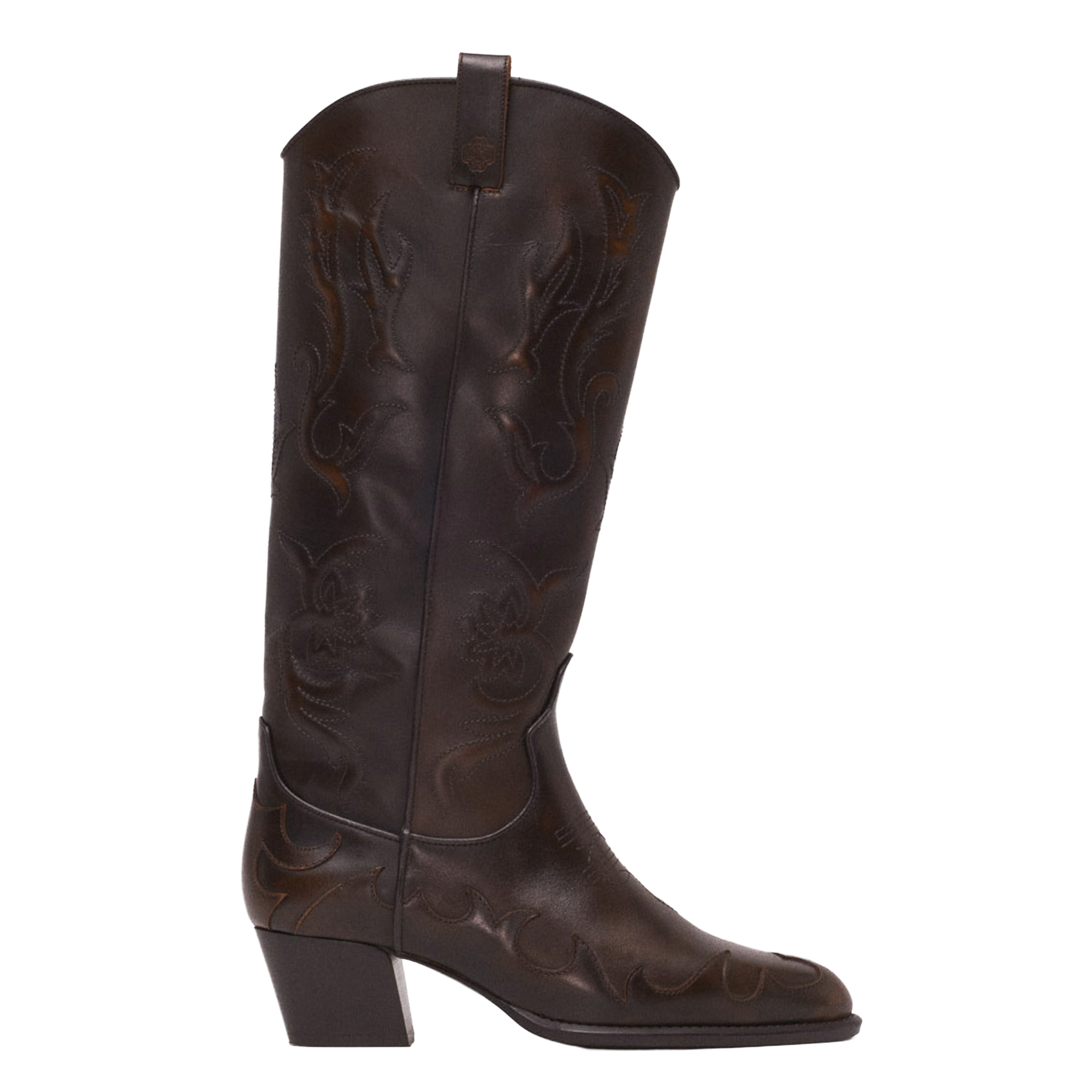Bottes santiag en cuir MAJE Marron