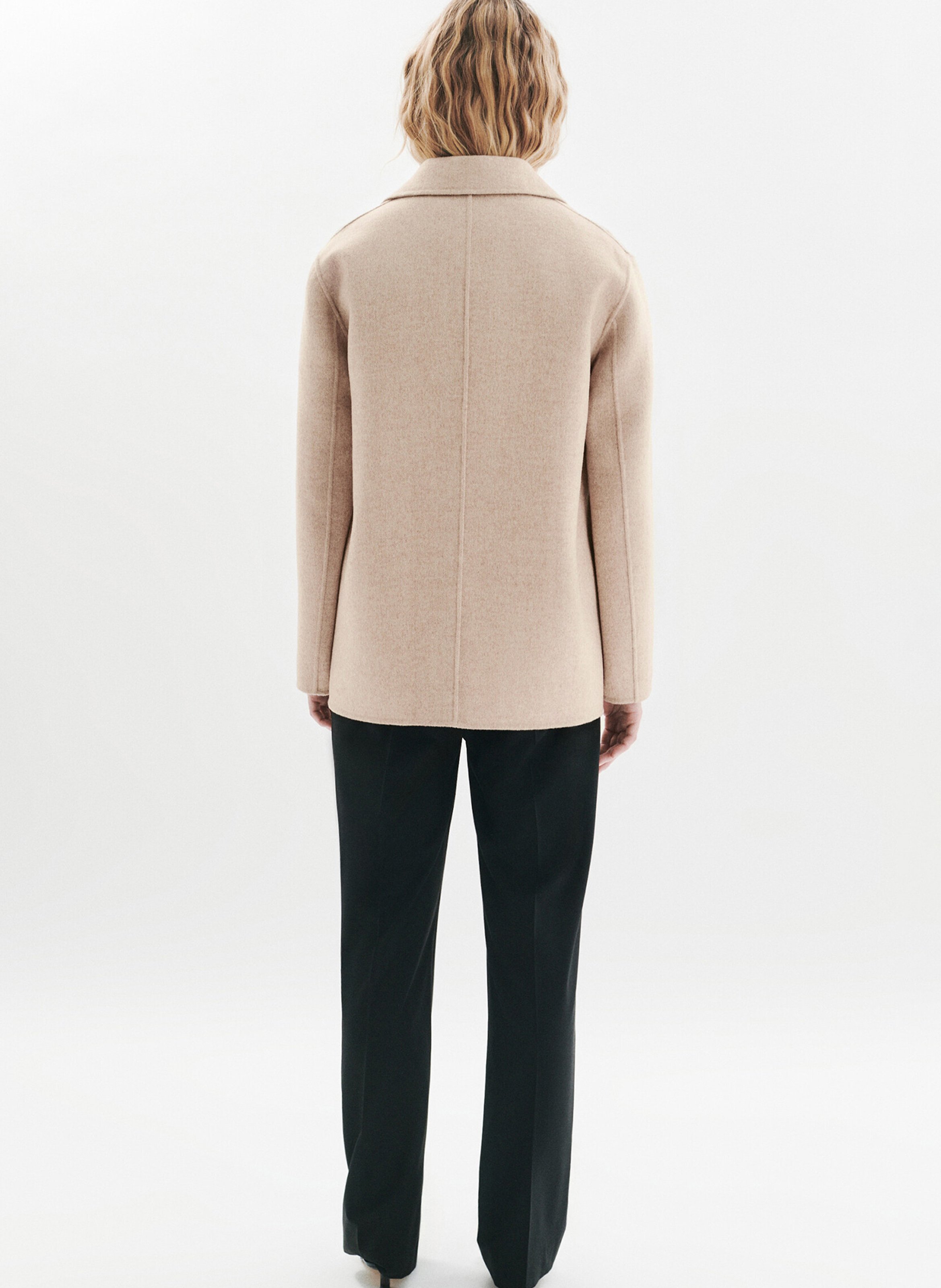 Fitted wool-blend suit collar jacket CAROLL Beige