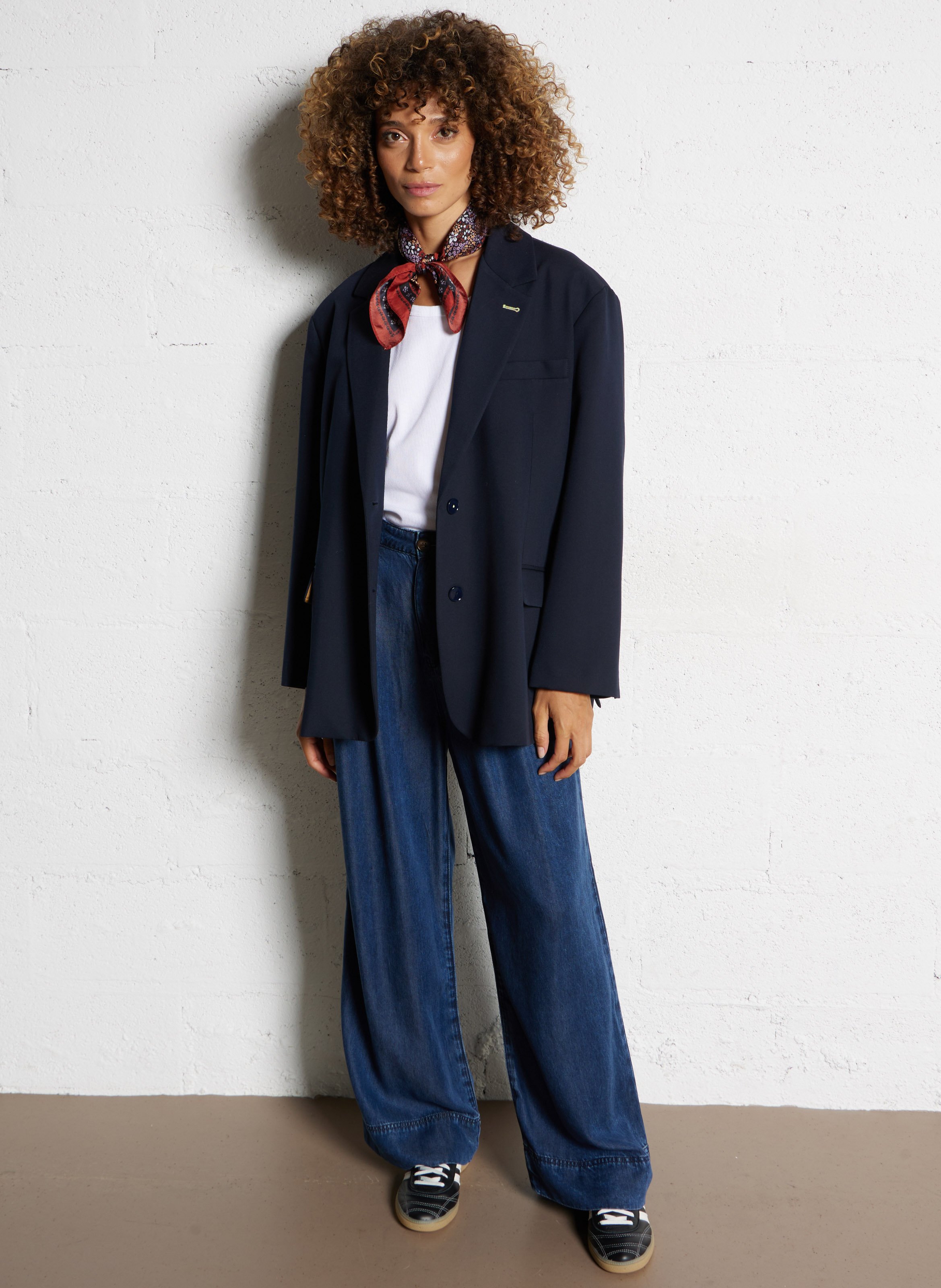 Cotton-blend cardigan with tailored collar IMPERIAL Blue