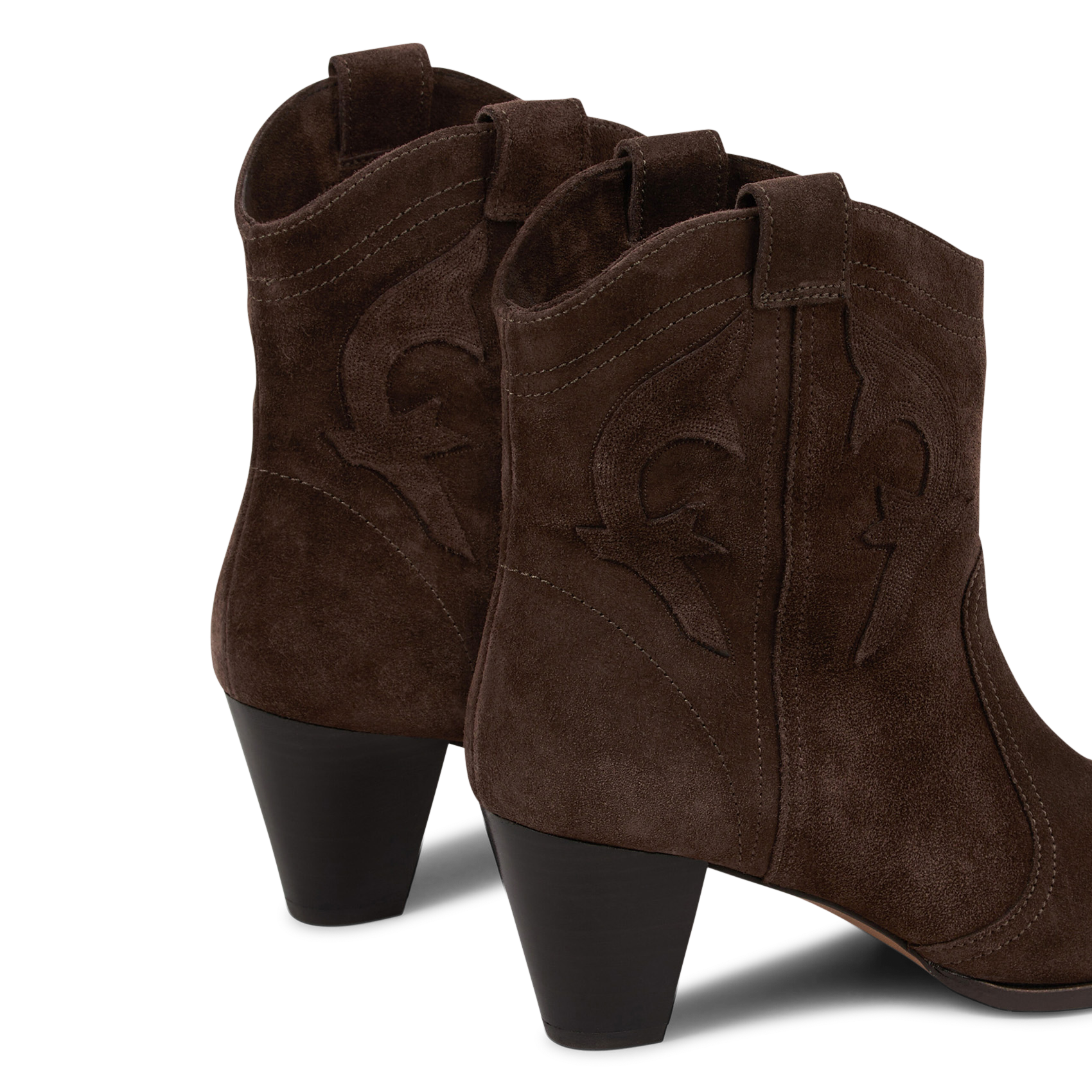 Effen leren enkellaarzen met textuur BA&SH Bruin