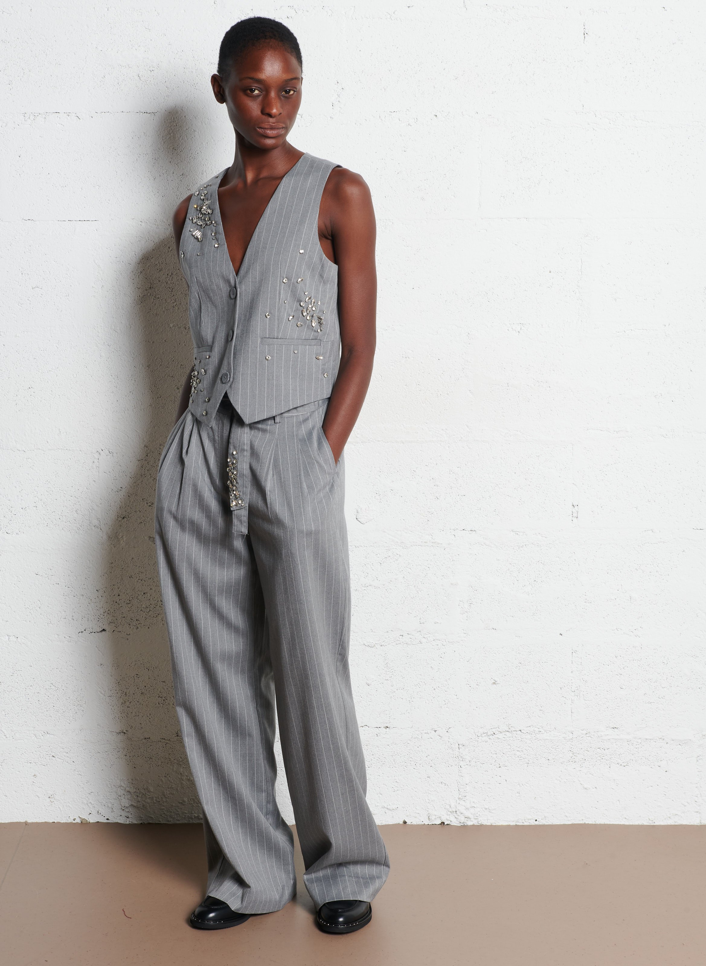 Wijde, gestreepte broek FABIENNE CHAPOT Wit