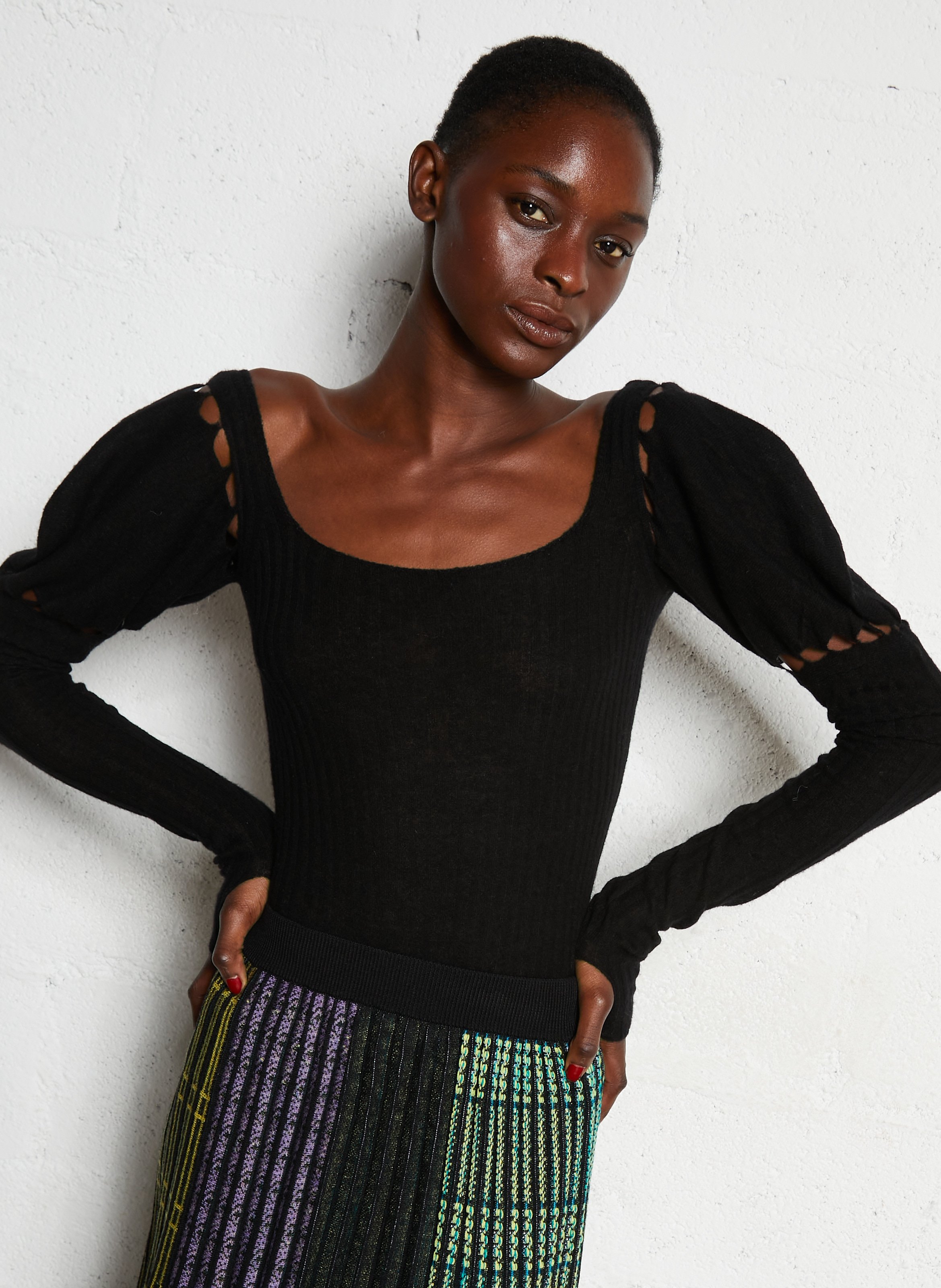 Pull près du corps en laine mélangée MES DEMOISELLES Noir