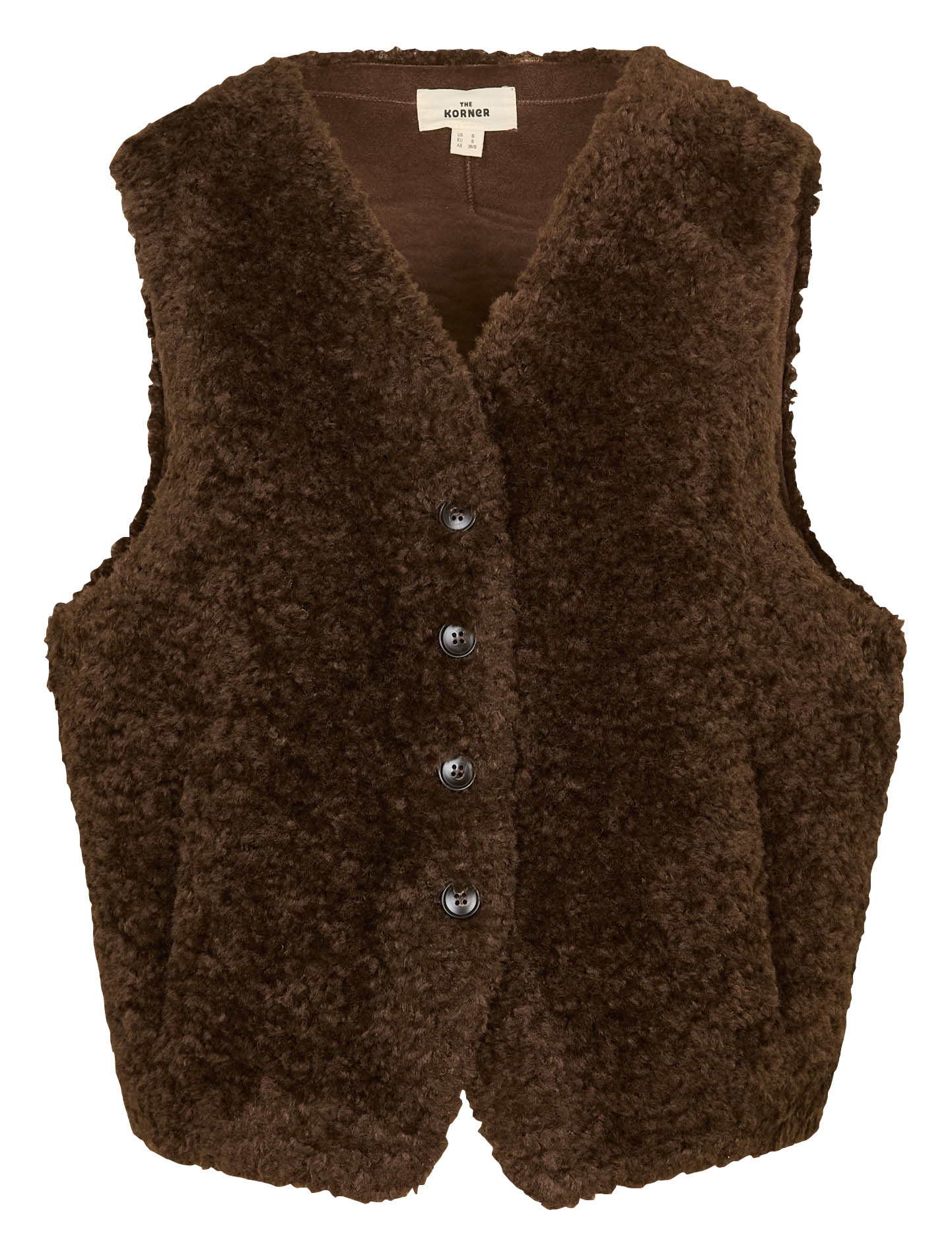 V-Ausschnitt Weste aus Kunstpelz THE KORNER Braun