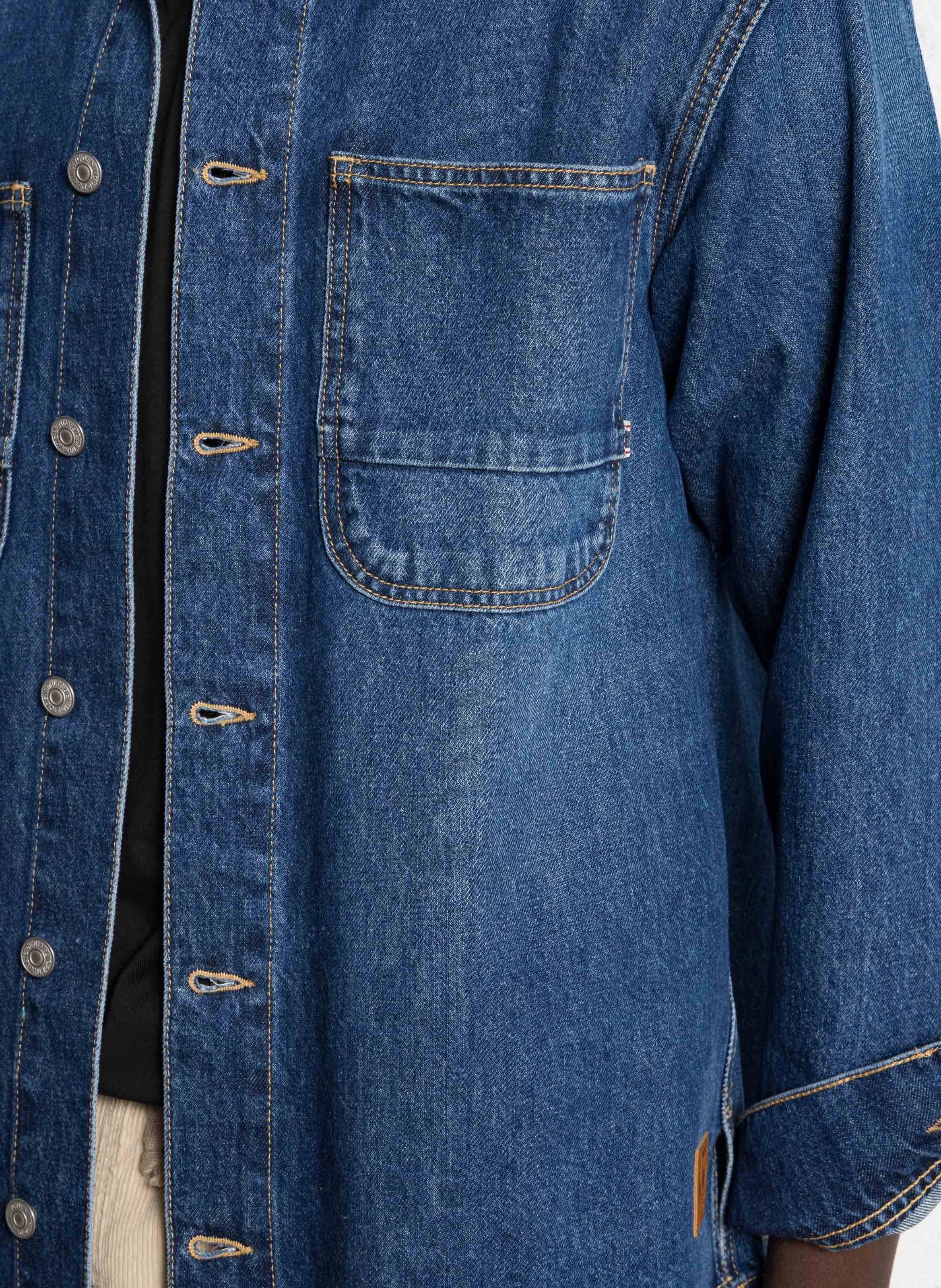 Giacca dritta in jeans di cotone LE TEMPS DES CERISES Blu