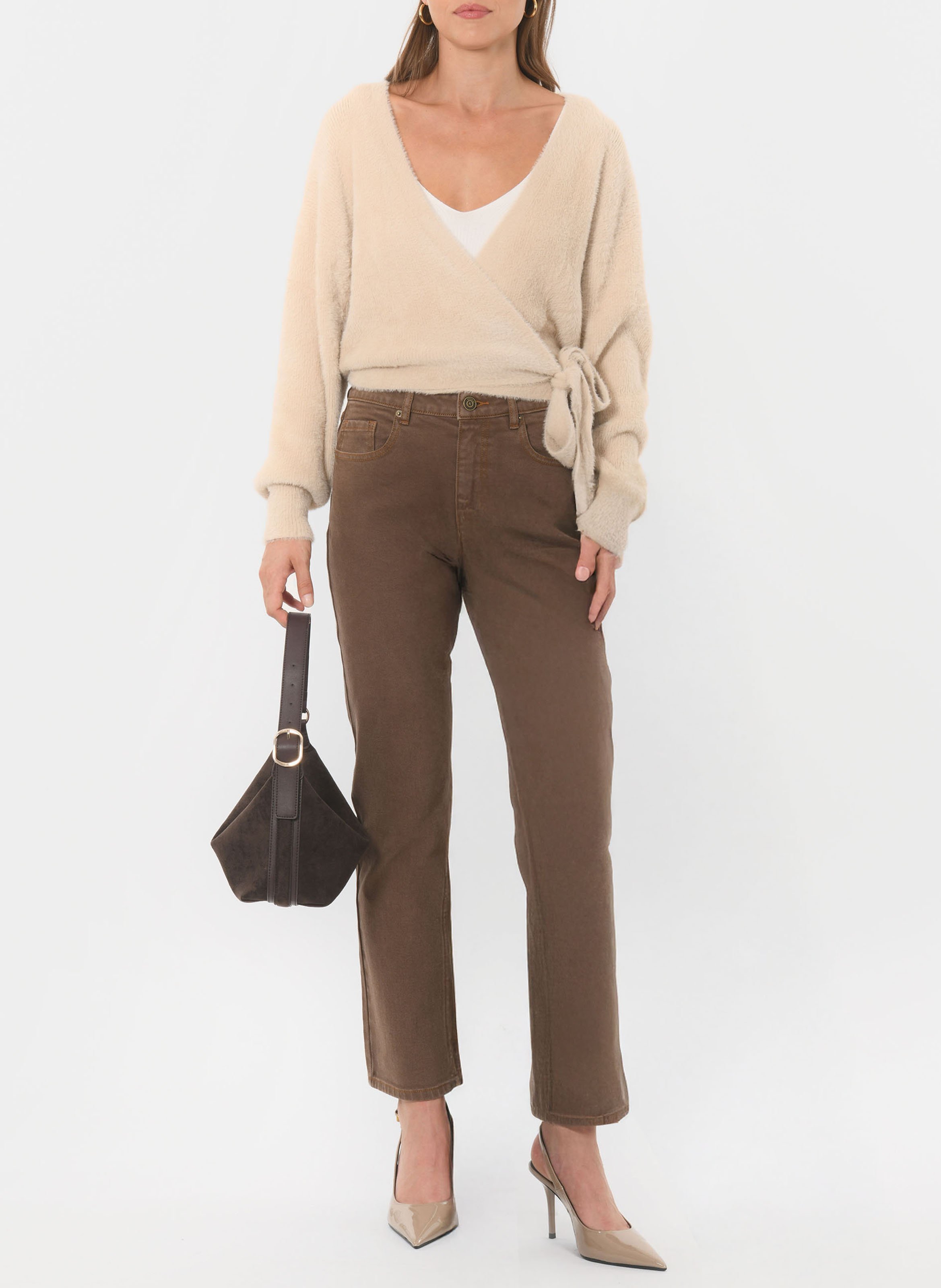 Oversized vest V-hals KOOKAI Beige