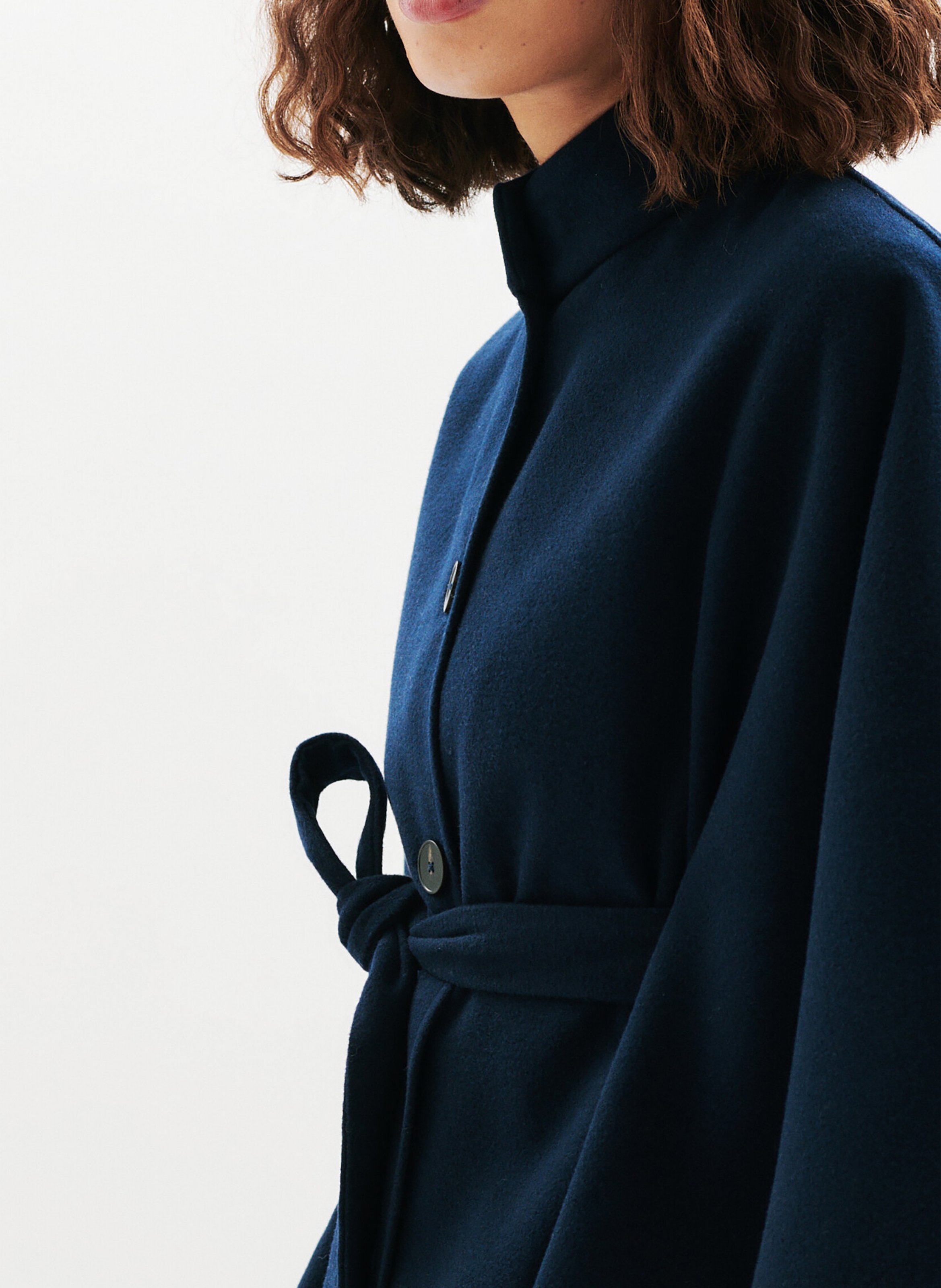 Poncho ample col montant CAROLL Bleu