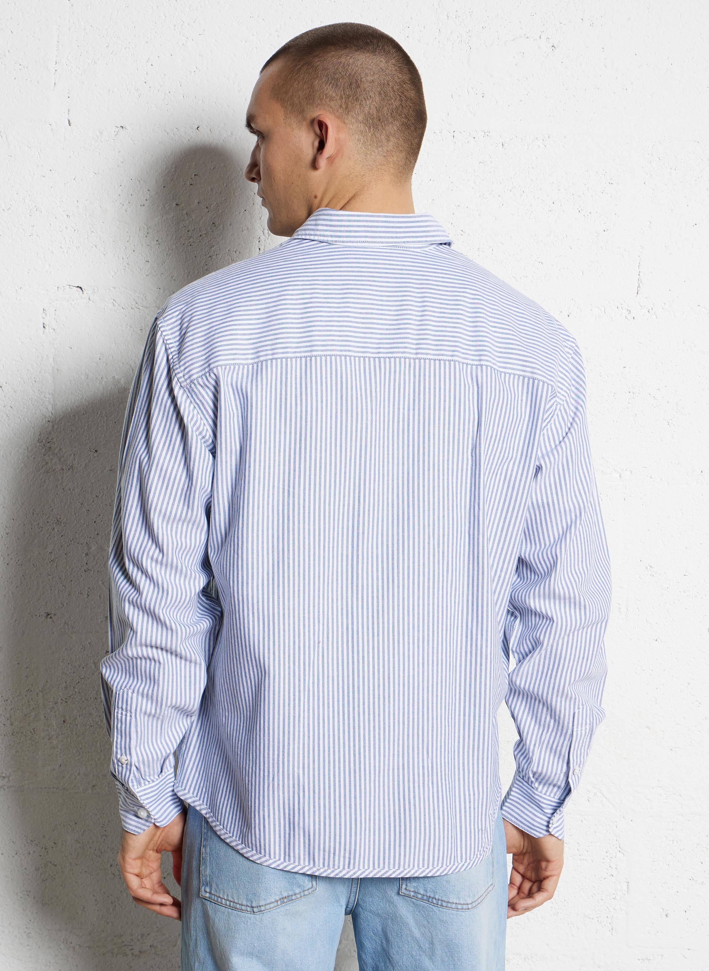 Chemise droite col classique rayée en coton NAPAPIJRI Bleu