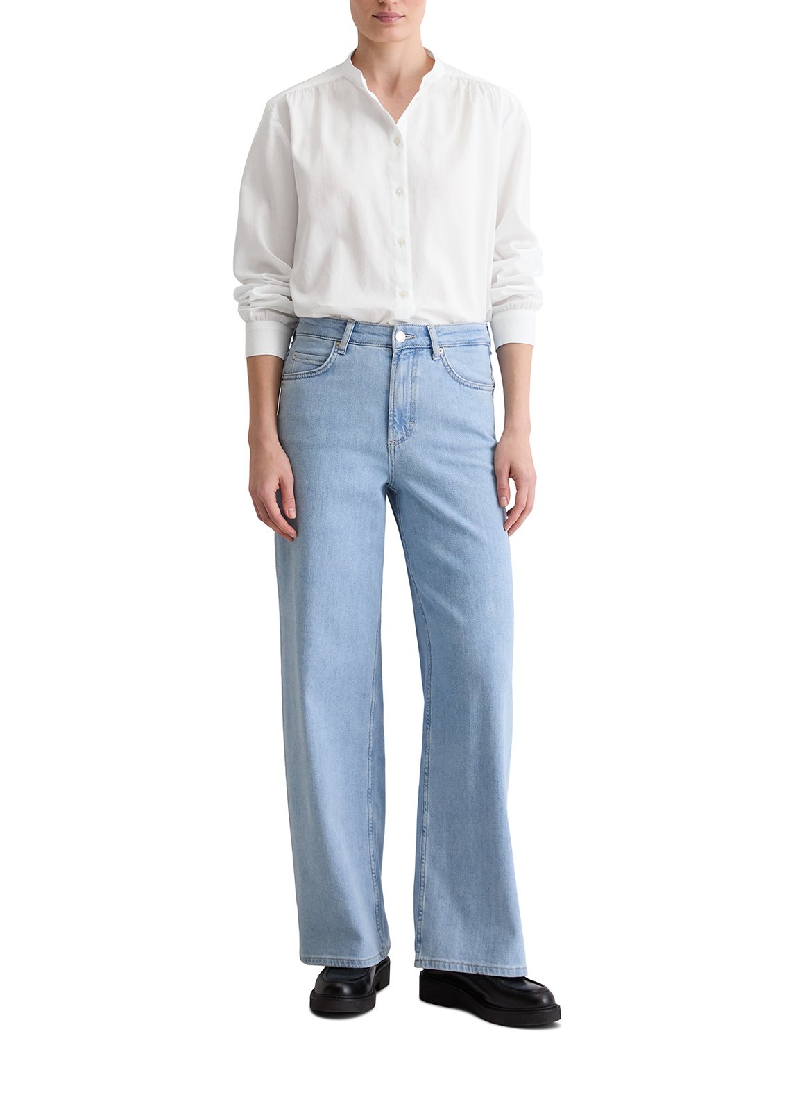 Baumwollbluse mit Rundhalsausschnitt MARC O'POLO Weiss