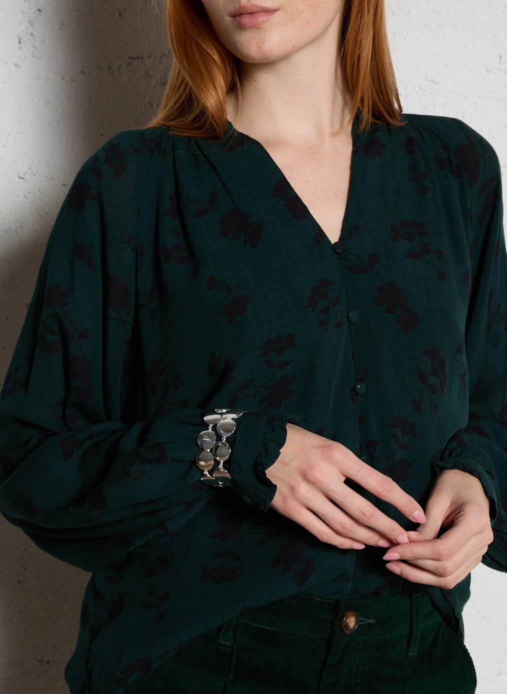 Chemise ample col V imprimée LA PETITE ETOILE Vert