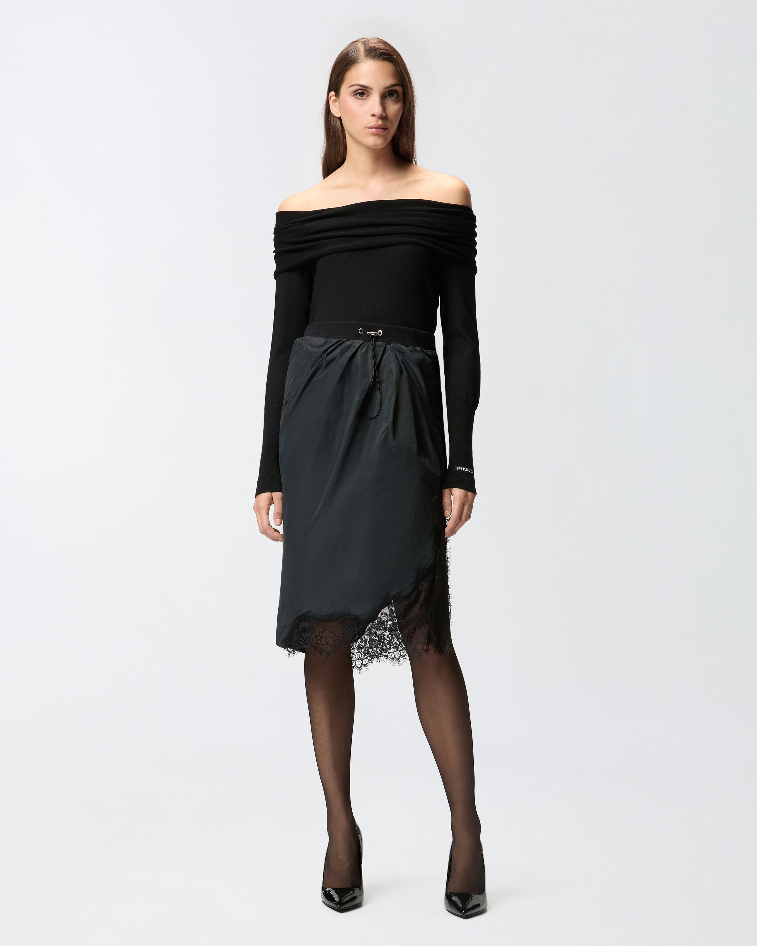 Shawl collar sweater PINKO Black