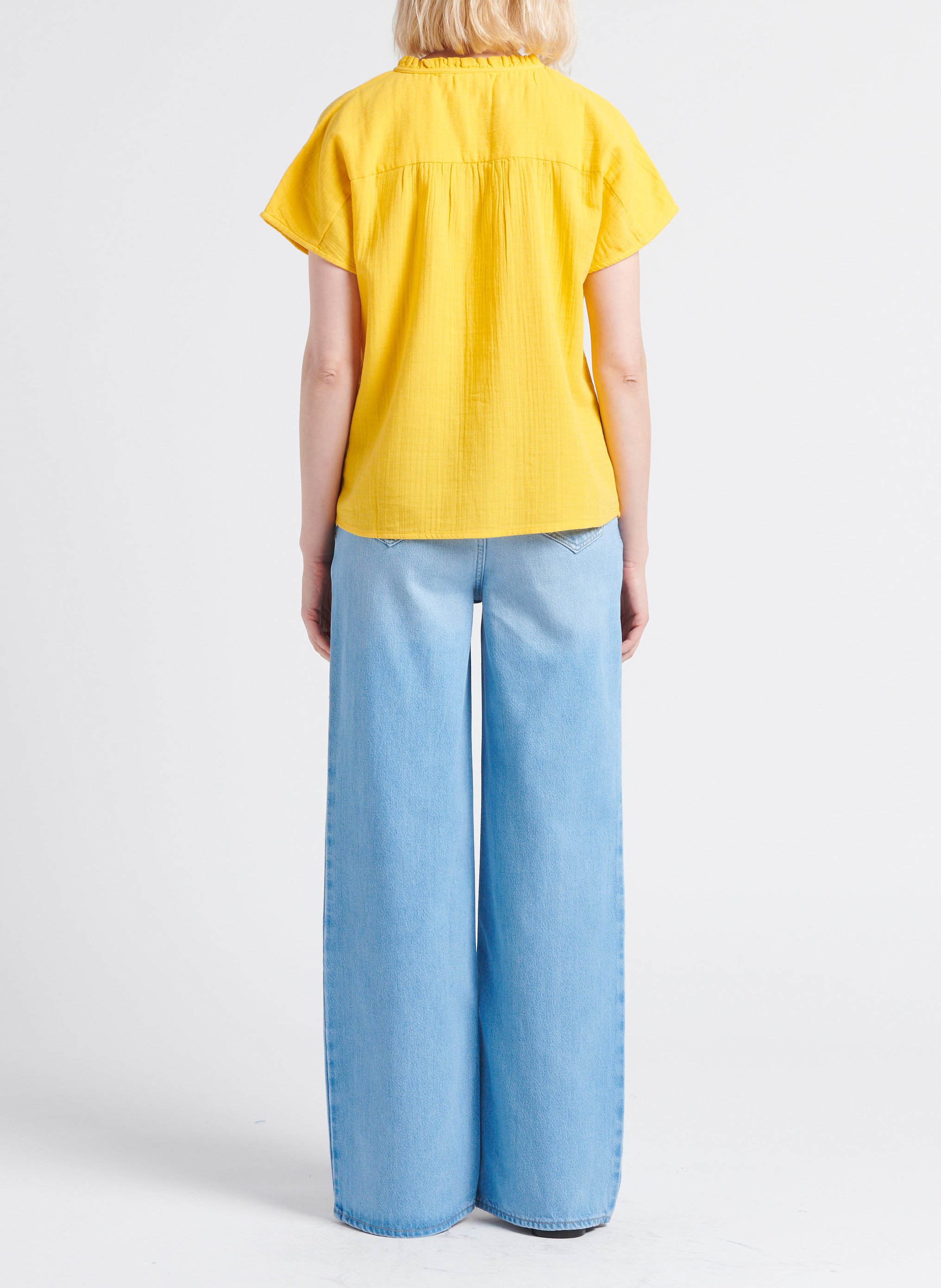 Top col rond en coton VILA Orange