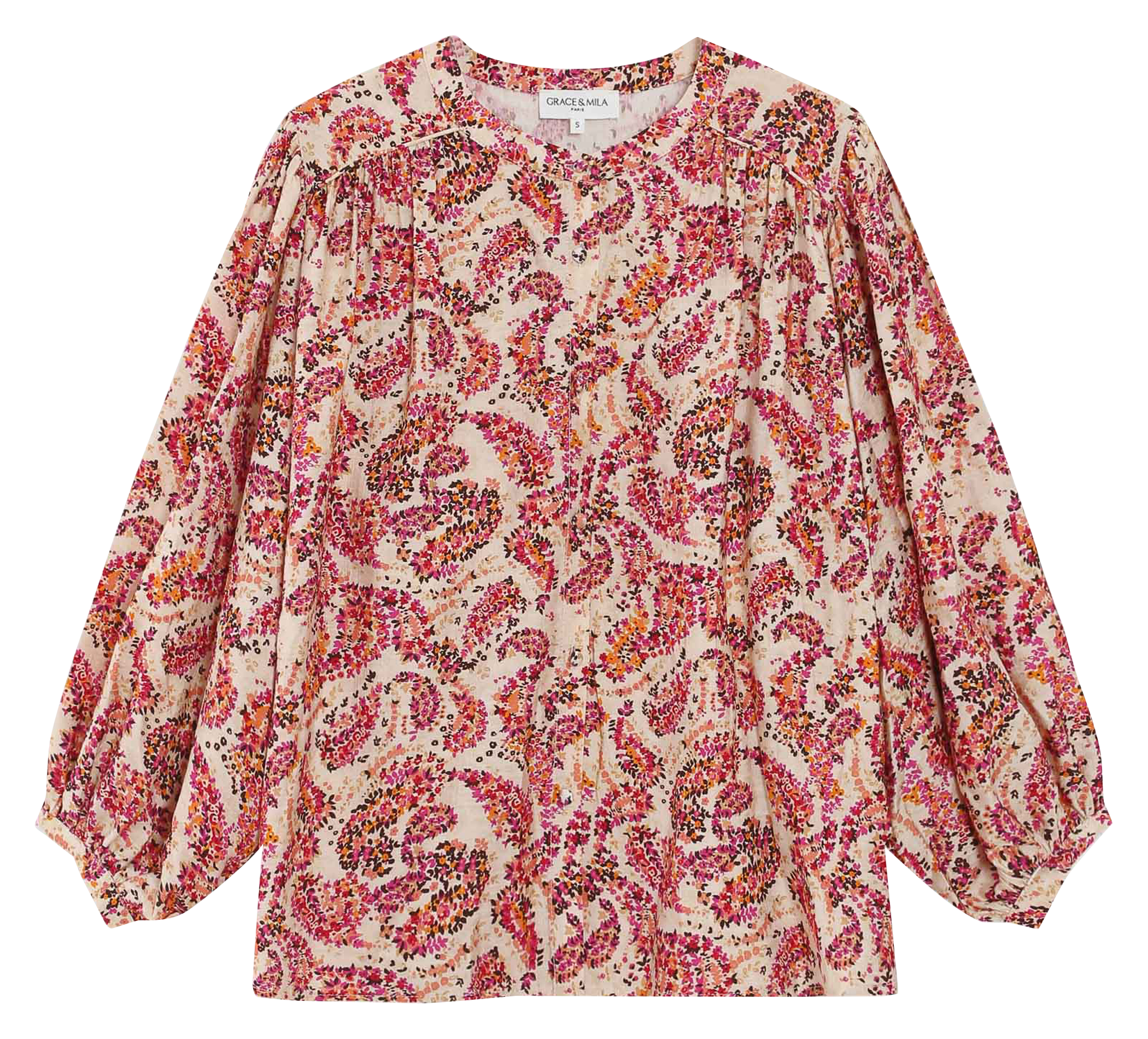 Chemise oversize col rond imprimé GRACE ET MILA Orange