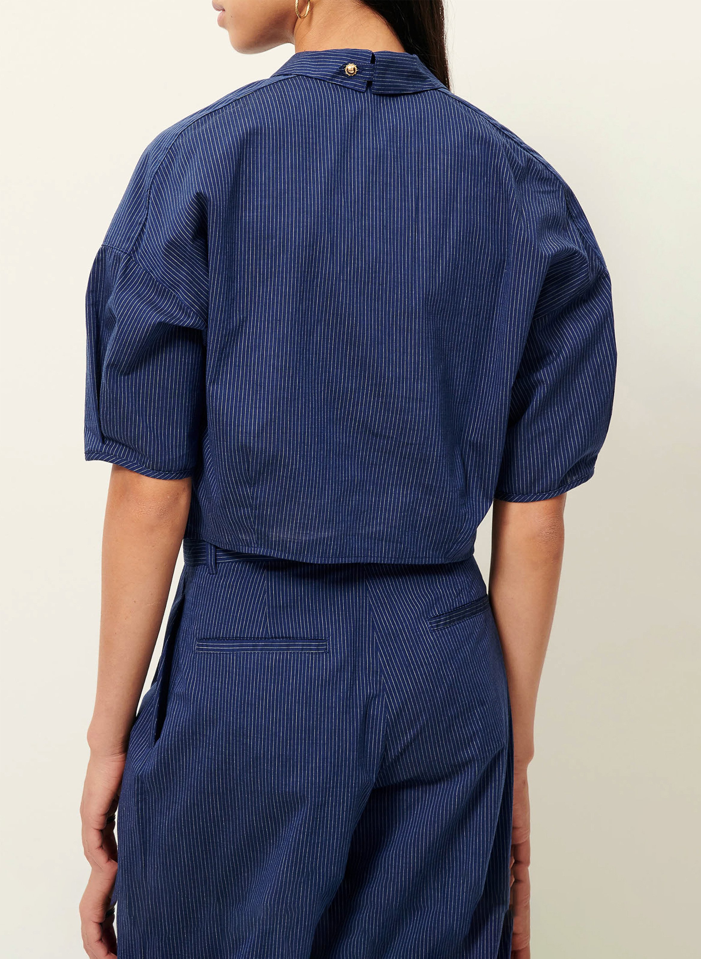 Cotton polo neck blouse SESSUN Blue