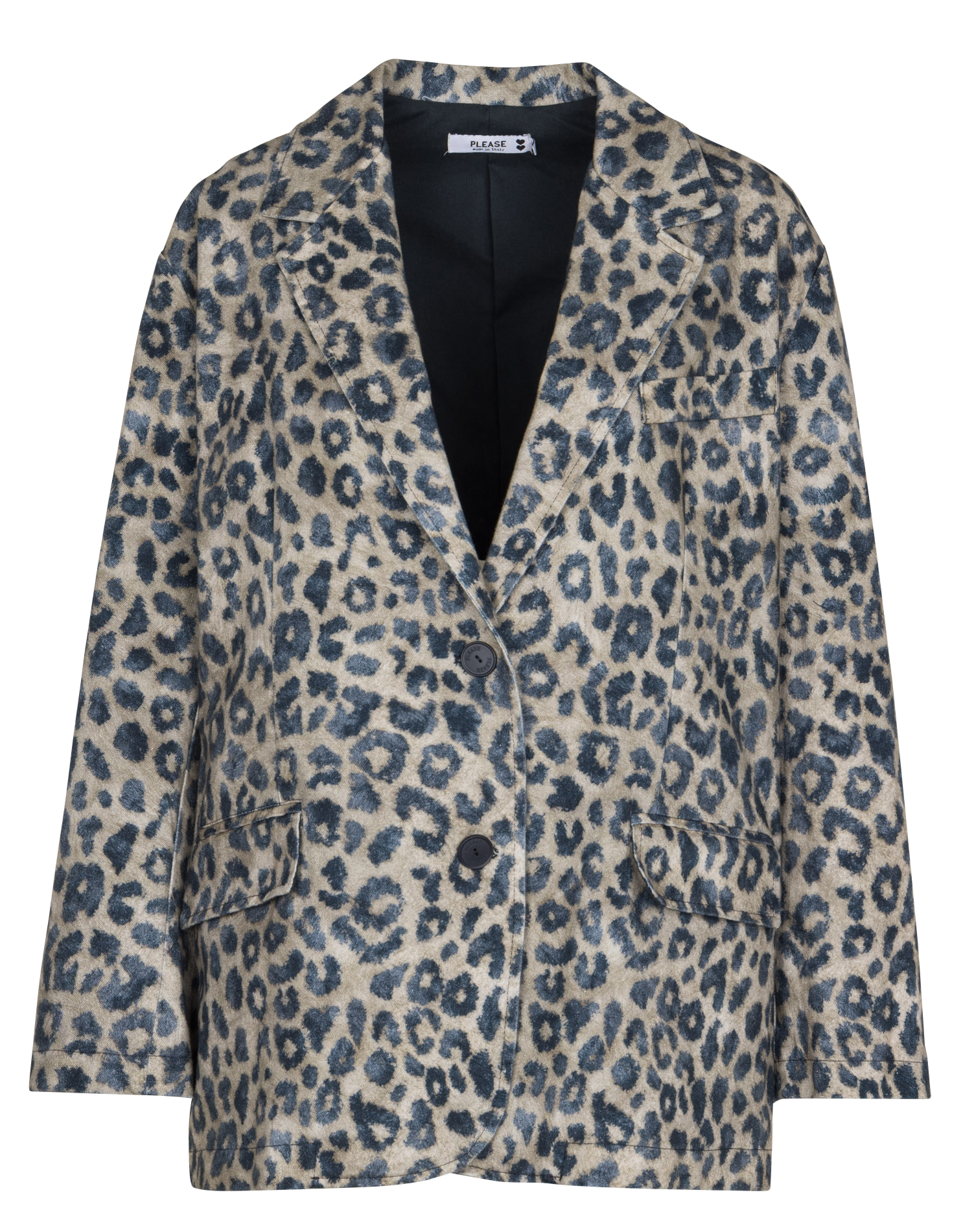 Jacket oversize with tailored collar and leopard print PLEASE Beige