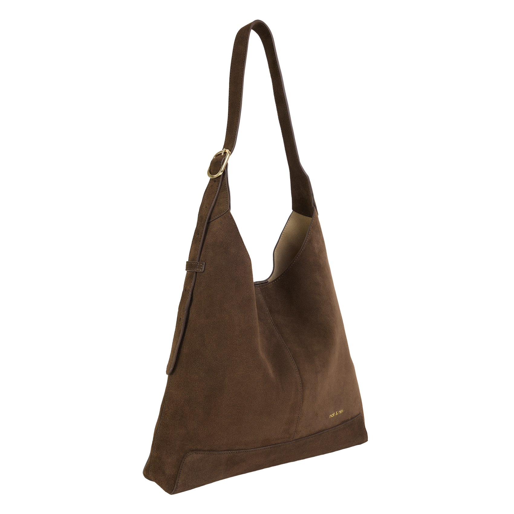 Sac hobo en cuir velours NAT & NIN Marron