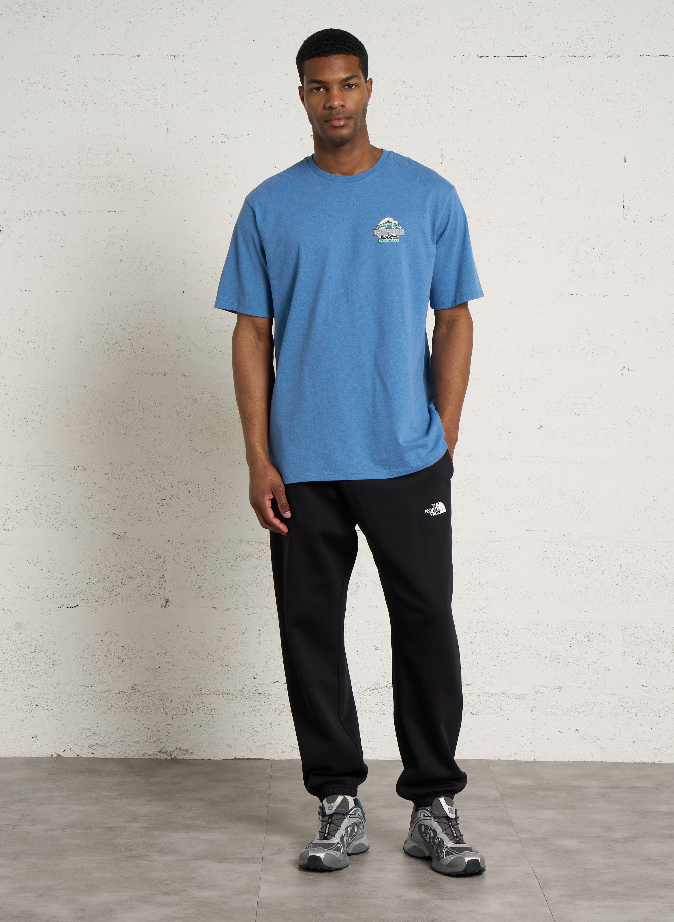 Gerade geschnittenes Rundhals-T-Shirt aus recyceltem Baumwoll-Mix PATAGONIA Blau