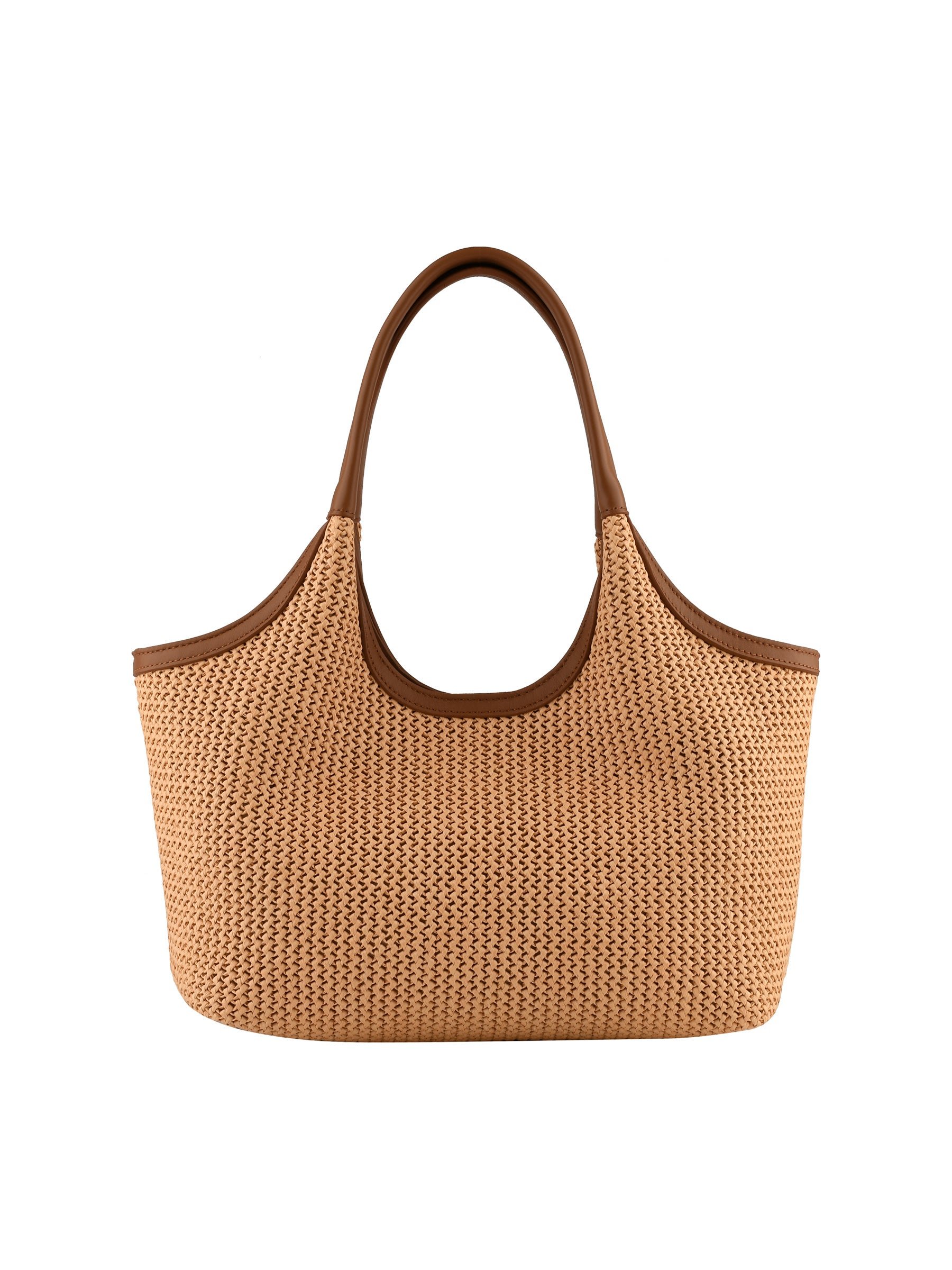 Straw shoulder bag trimmed with leather POURCHET Golden