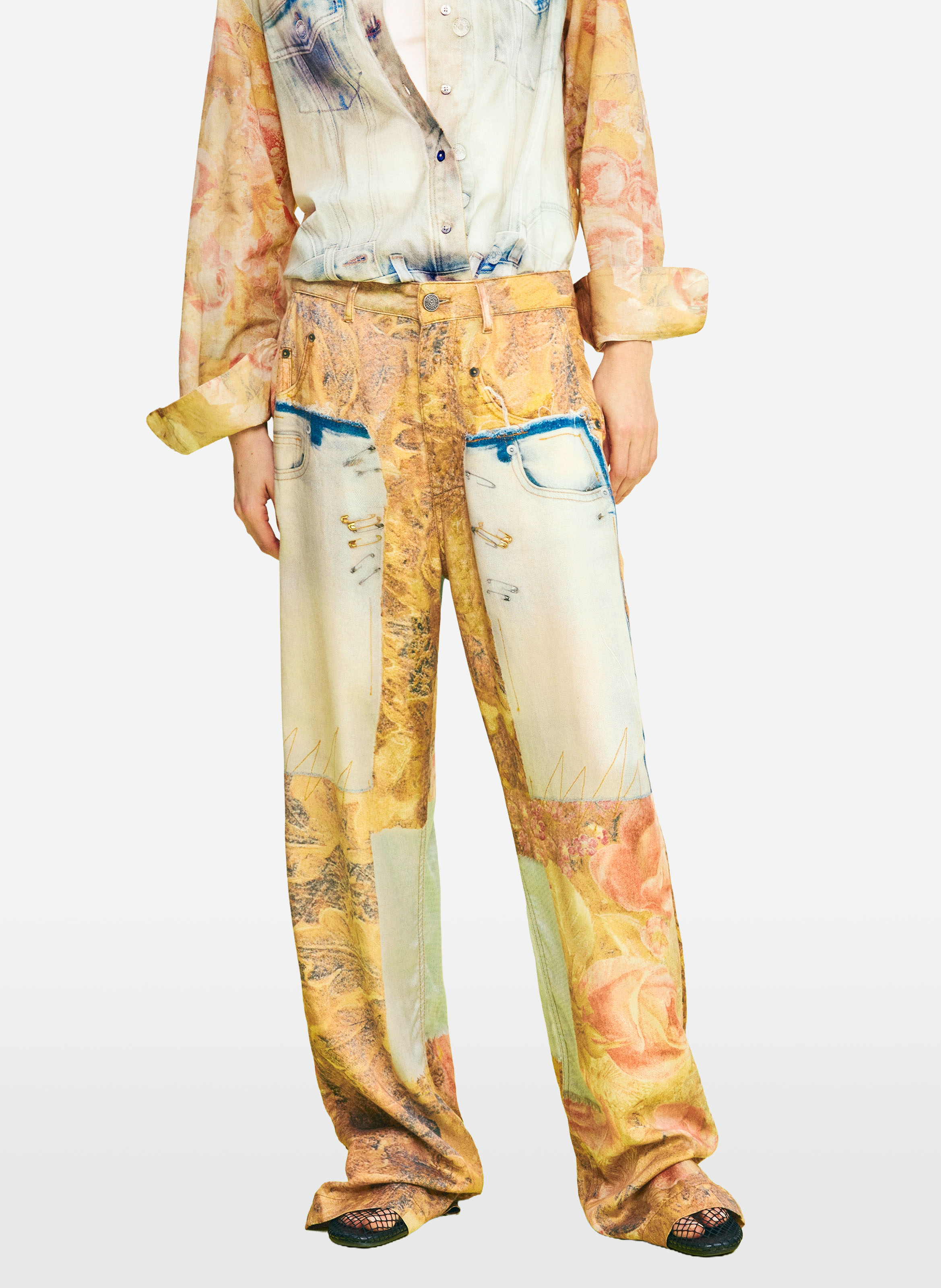 Jean large imprimé DESIGUAL Jaune